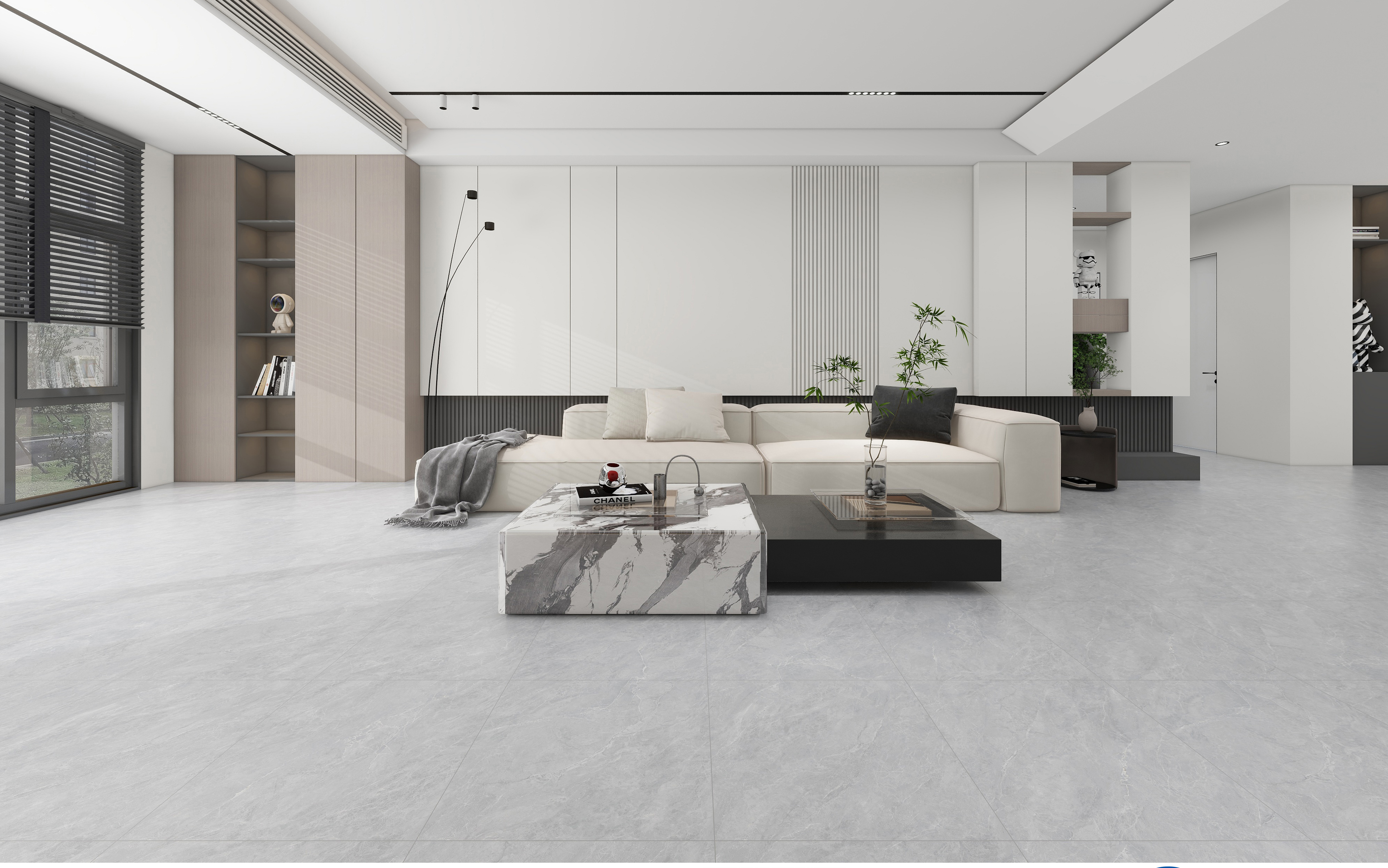 60×60cm Gray Marble - Effect Matt Tile, Model: TQ01 - RS - 66029RM