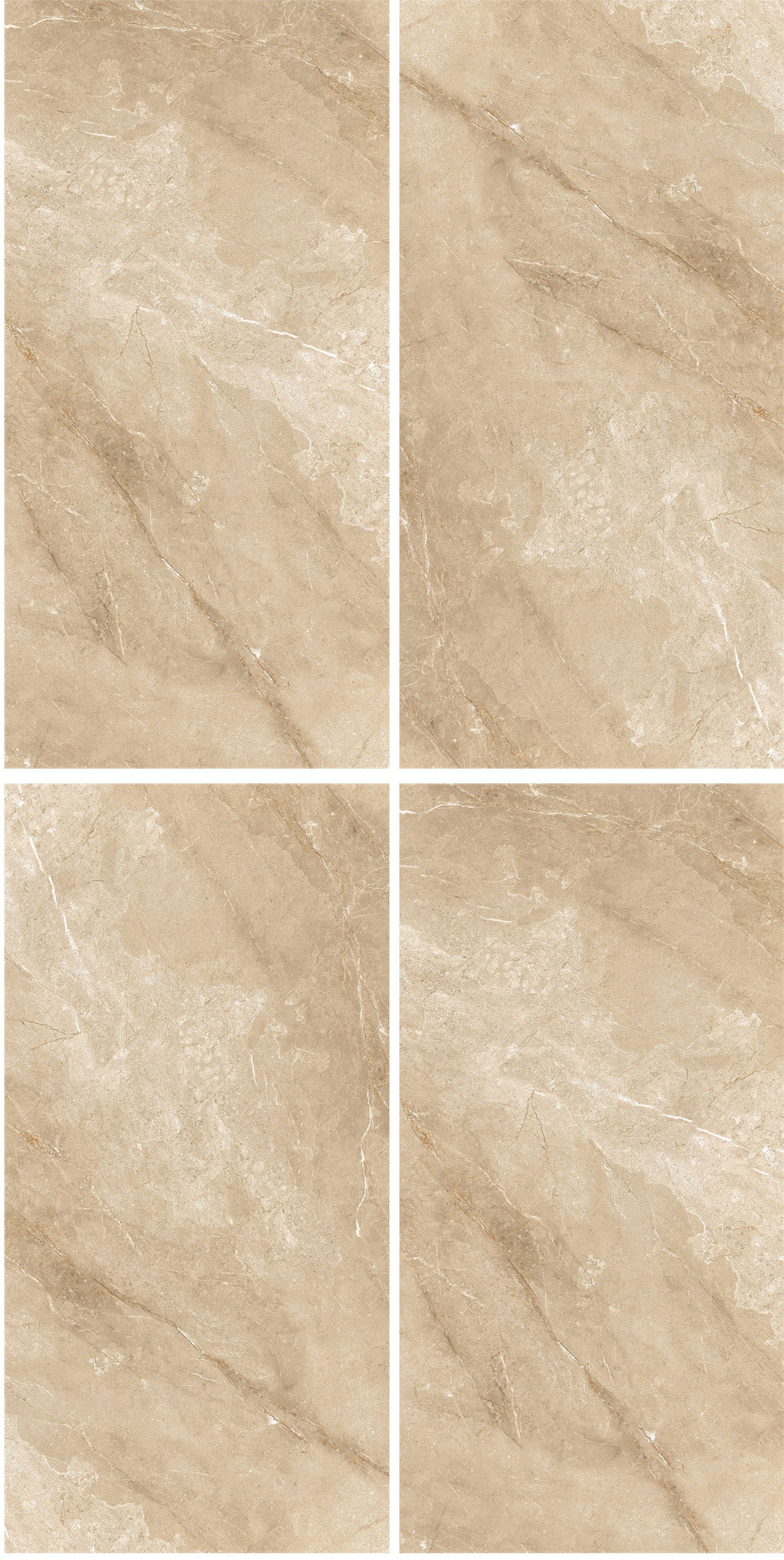 60×120cm Beige Marble - Effect Glossy Tile, Model: TQ01 - RS - 61205P