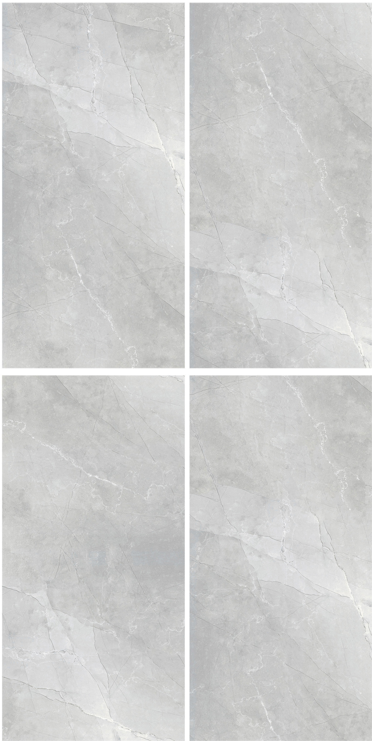 60×120cm Light Gray Marble - Effect Glossy Tile, Model: TQ01 - RS - 61212P