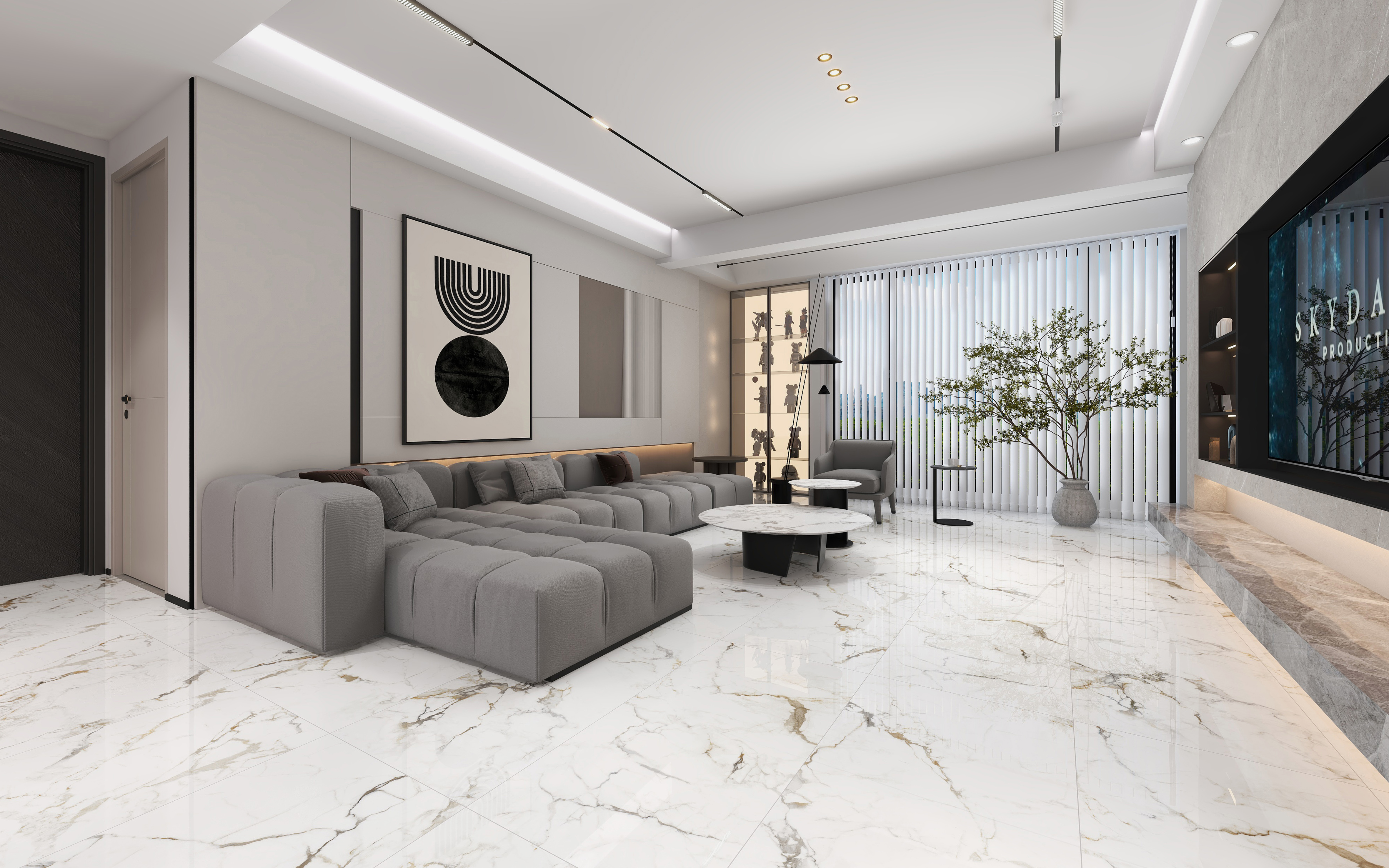 60×120cm White Marble - Effect Glossy Tile with Gold Veins, Model: TQ01 - RS - 61224P