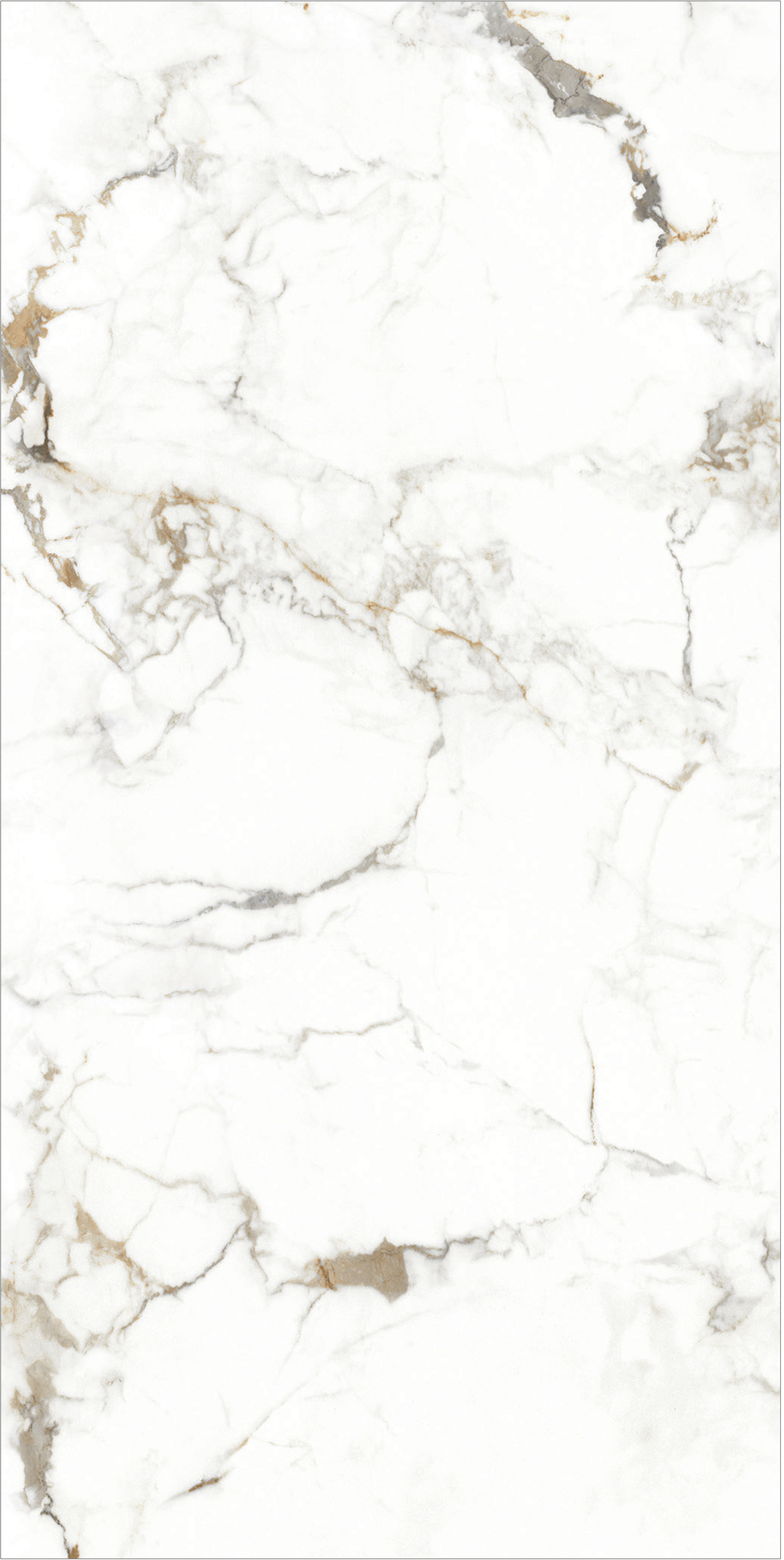 60×120cm White Marble - Effect Glossy Tile with Gold Veins, Model: TQ01 - RS - 61224P