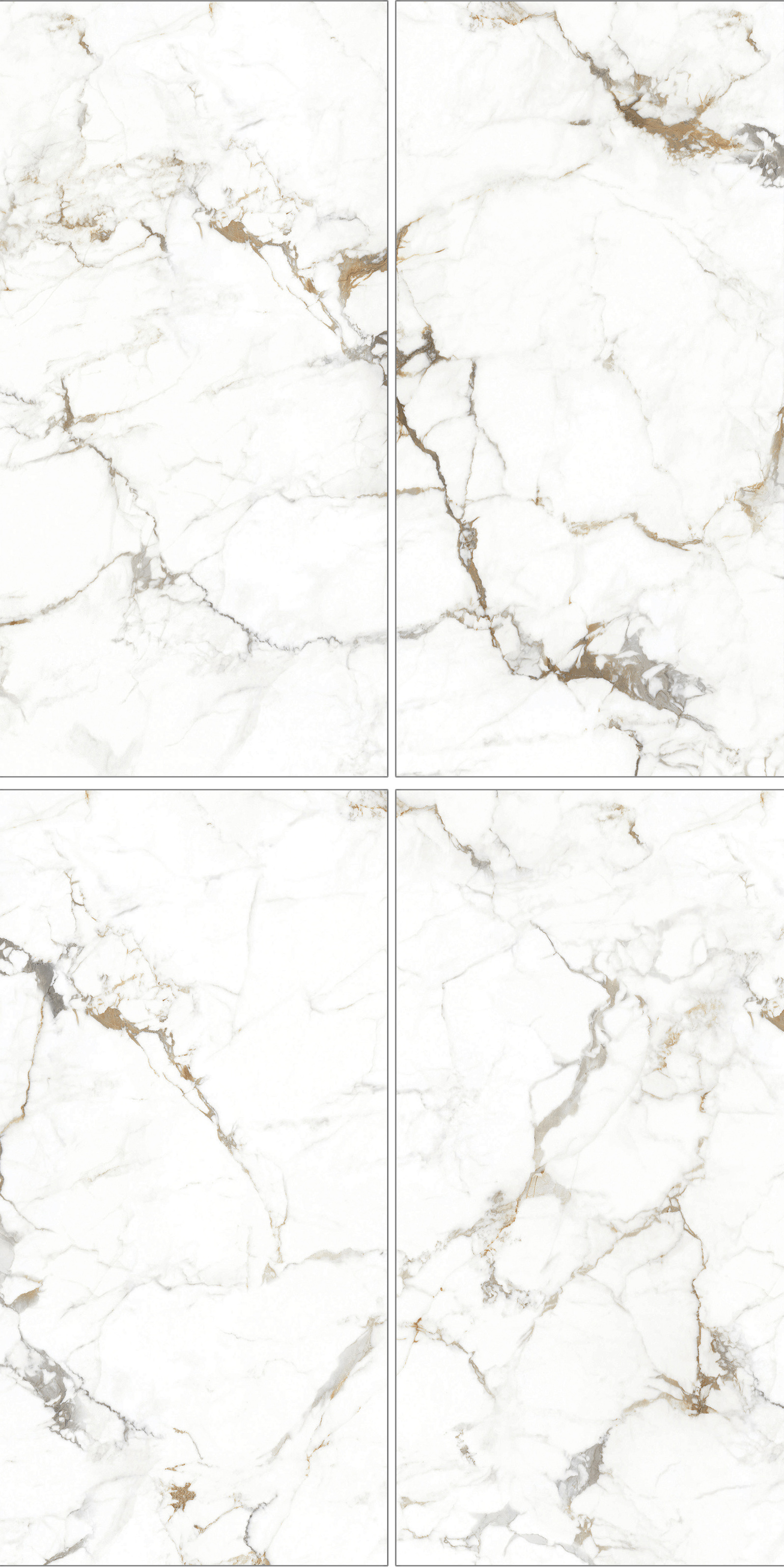 60×120cm White Marble - Effect Glossy Tile with Gold Veins, Model: TQ01 - RS - 61224P