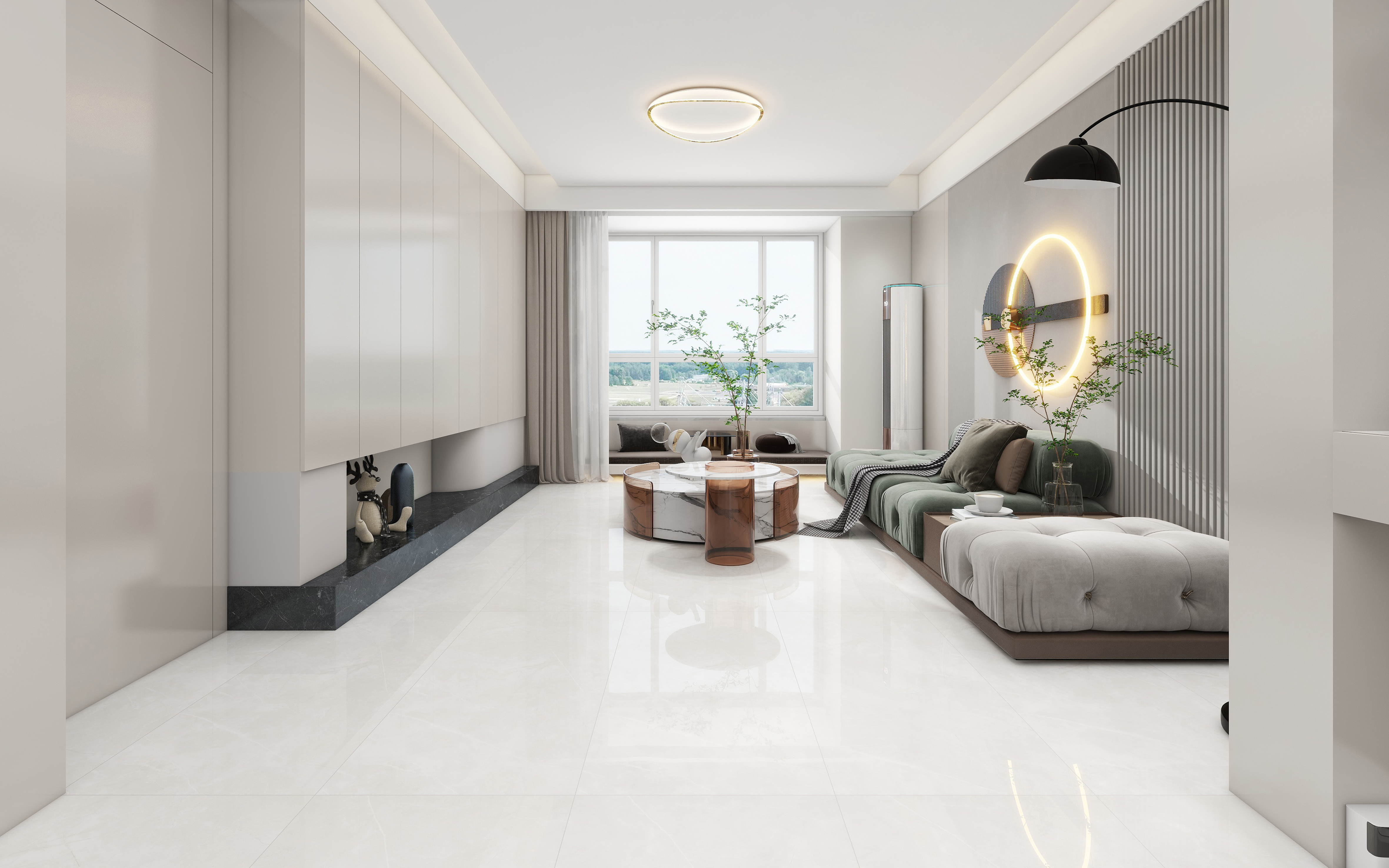 60×120cm White Marble - Effect Glossy Tile, Model: TQ01 - RS - 61233P