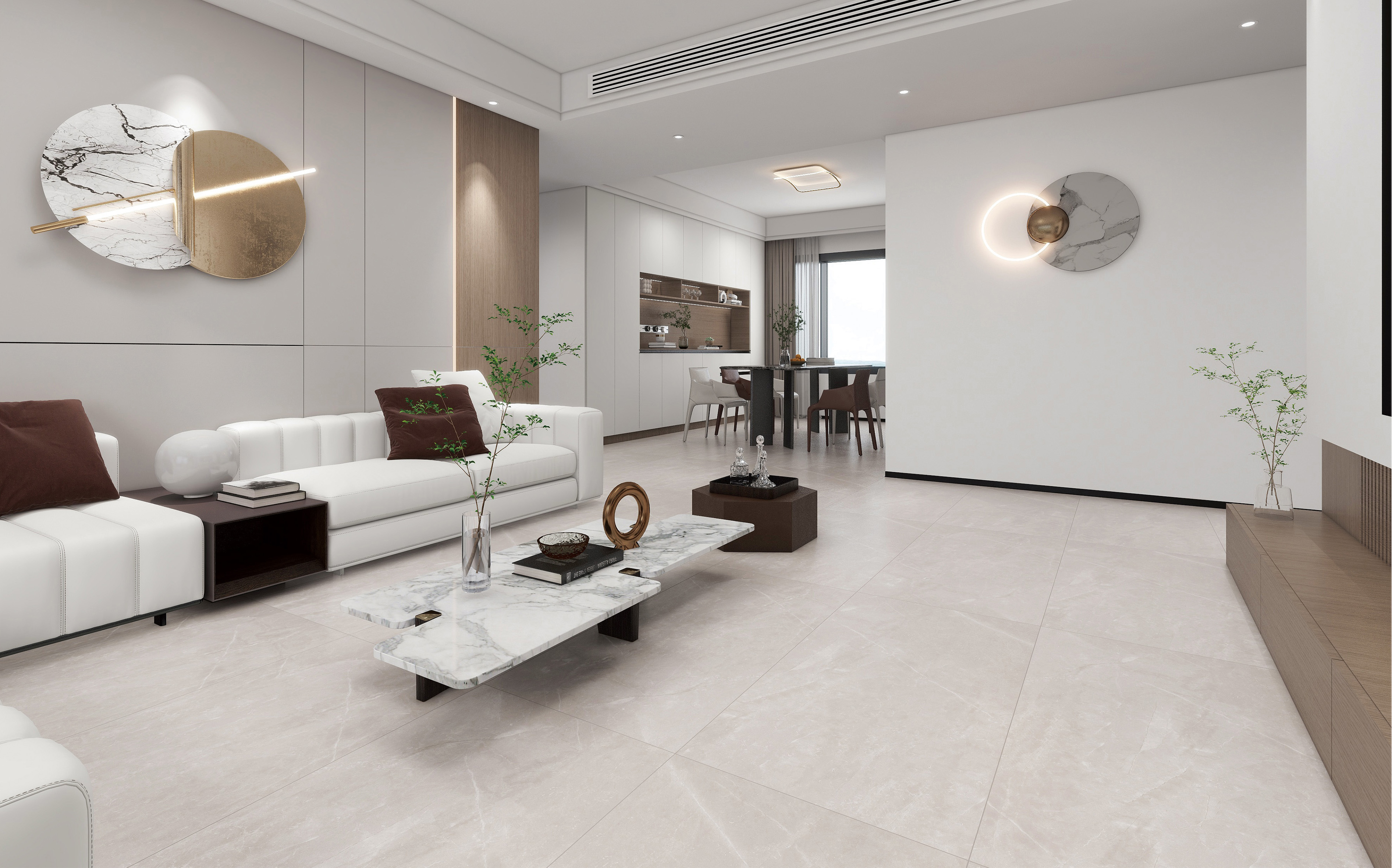 60×120cm Beige Marble - Effect Matt Tile, Model: TQ01 - RS - 61201RM