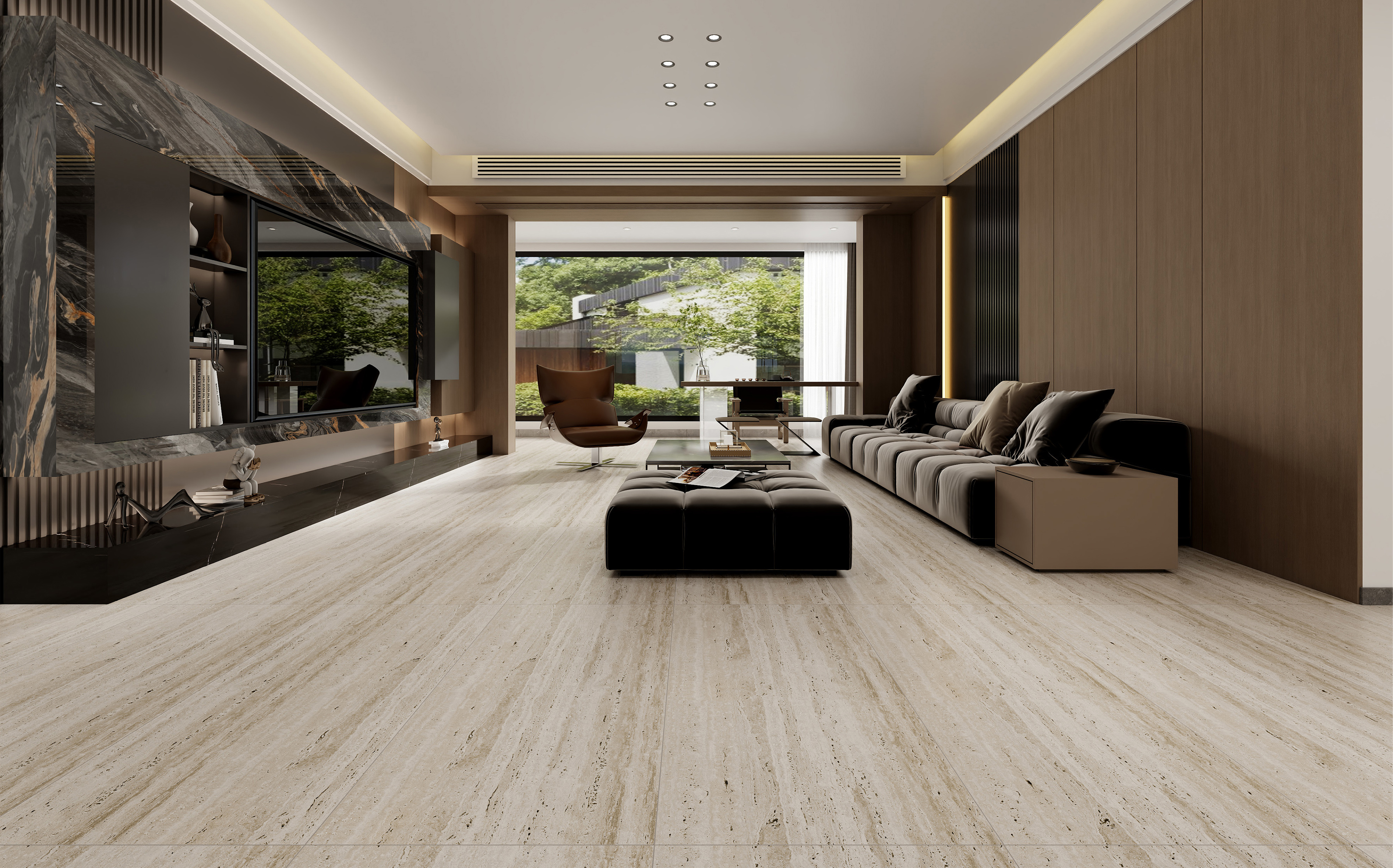 60×120cm Beige Travertine - Effect Matt Tile, Italian Design, Model: TQ01 - RS - 61206RM