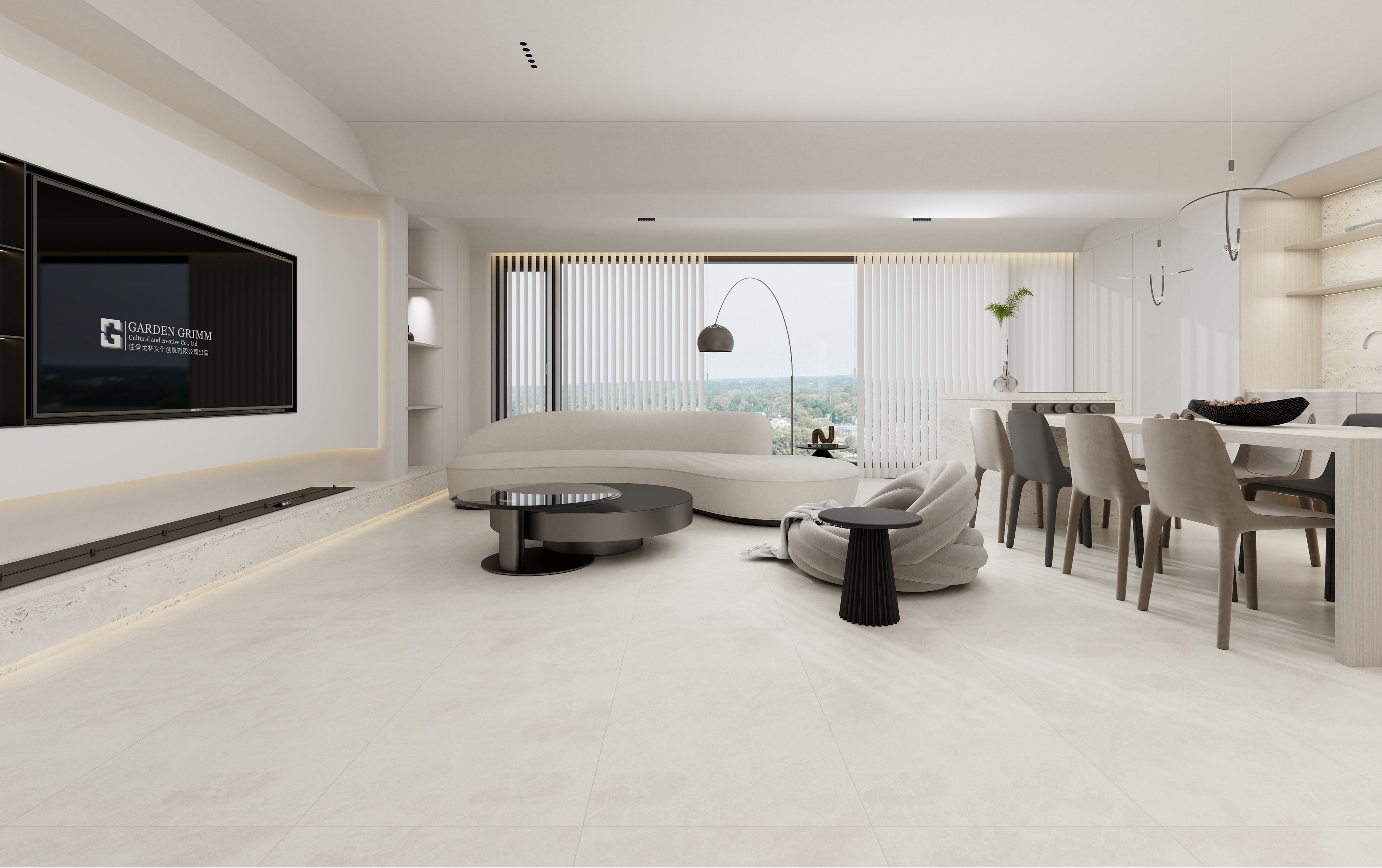 60×120cm Beige Marble - Effect Matt Tile, Italian Design, Model: TQ01 - RS - 61227RM
