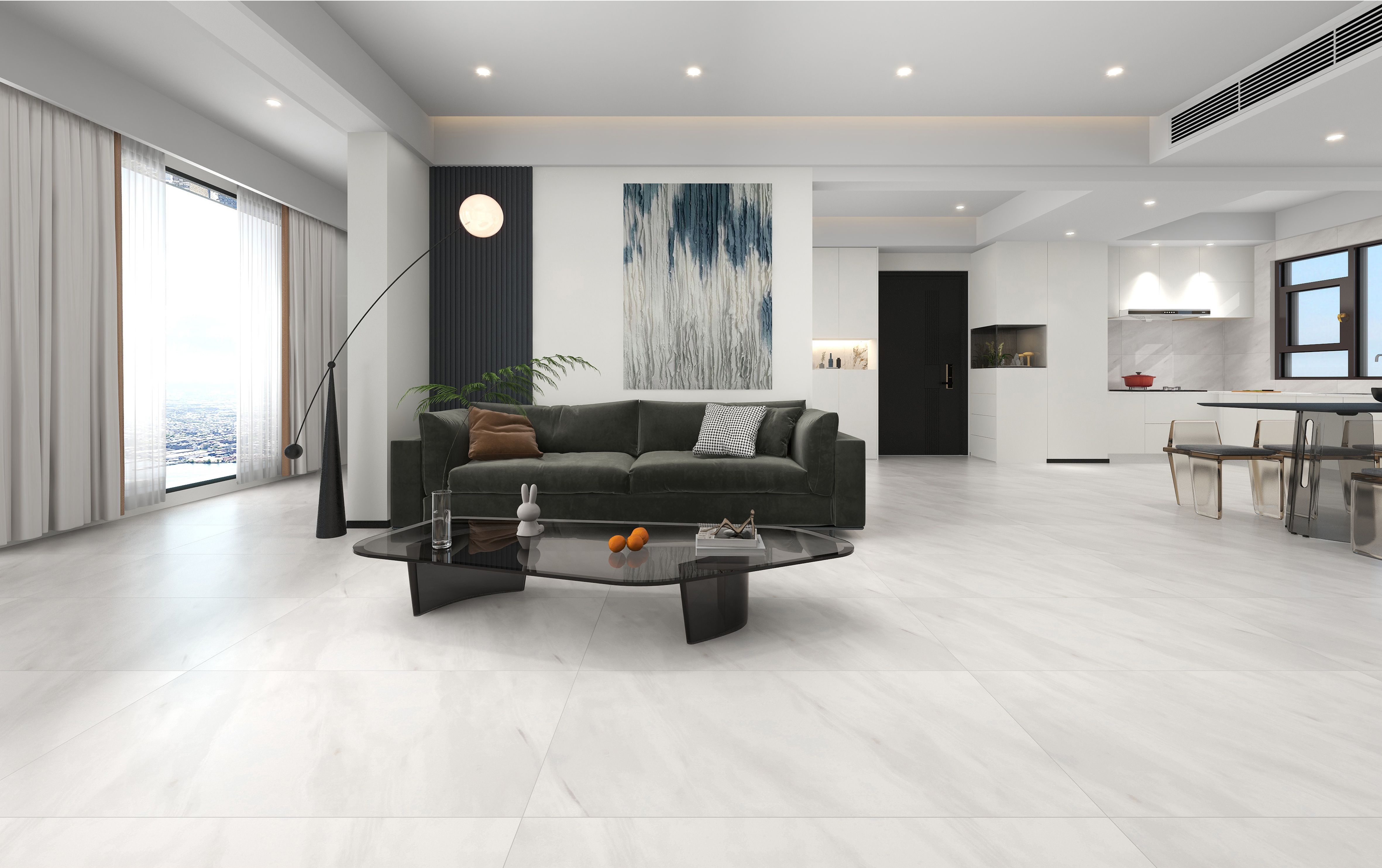 60x120 Matt Finish White Marble - Look Ceramic Tiles for Living Room Bathroom Interior Design TQ01RS - 61232RM