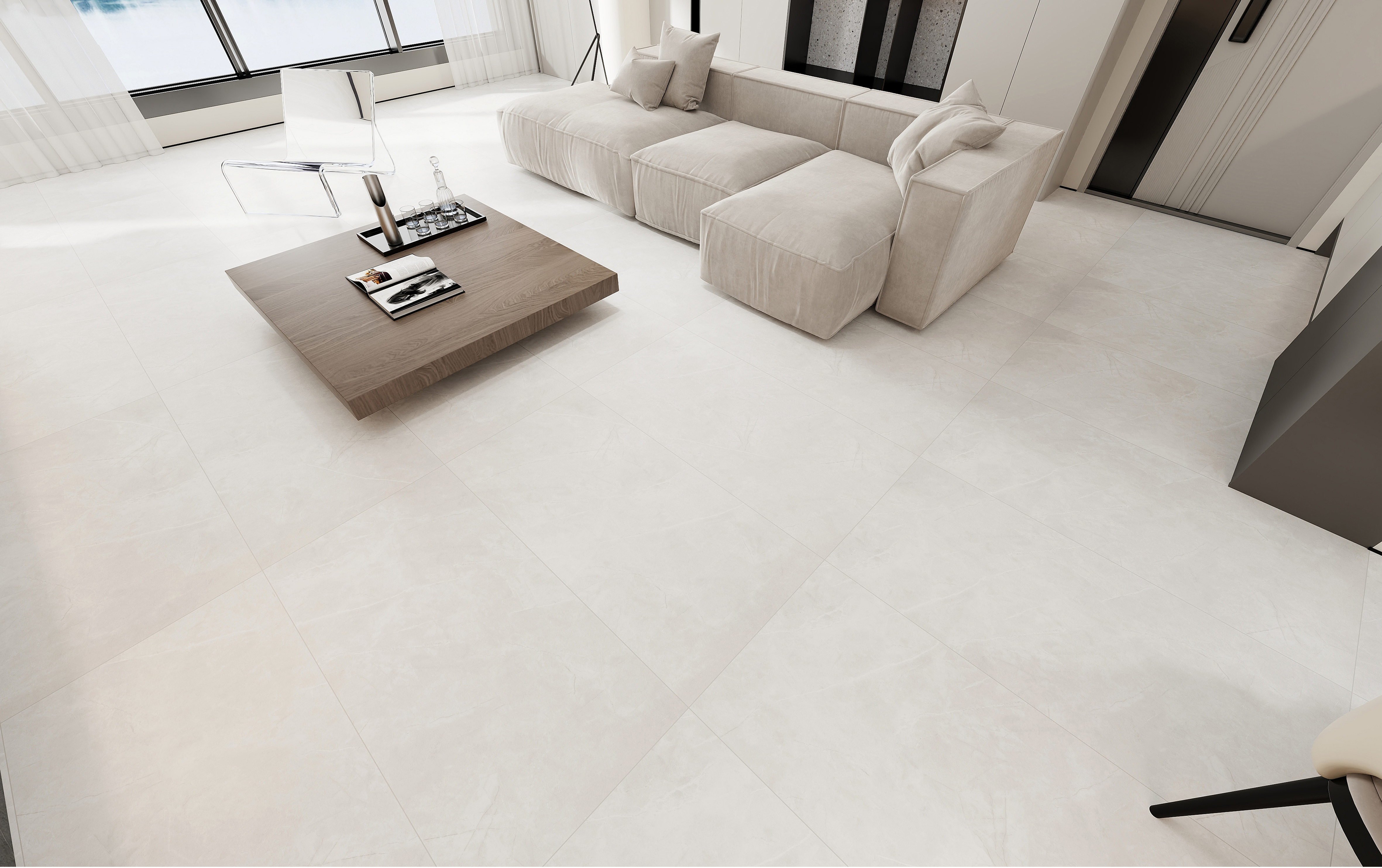 60x120 Matt Finish Light White Marble - Effect Ceramic Tiles for Living Room Bathroom Interior Decor TQ01RS - 61234RM