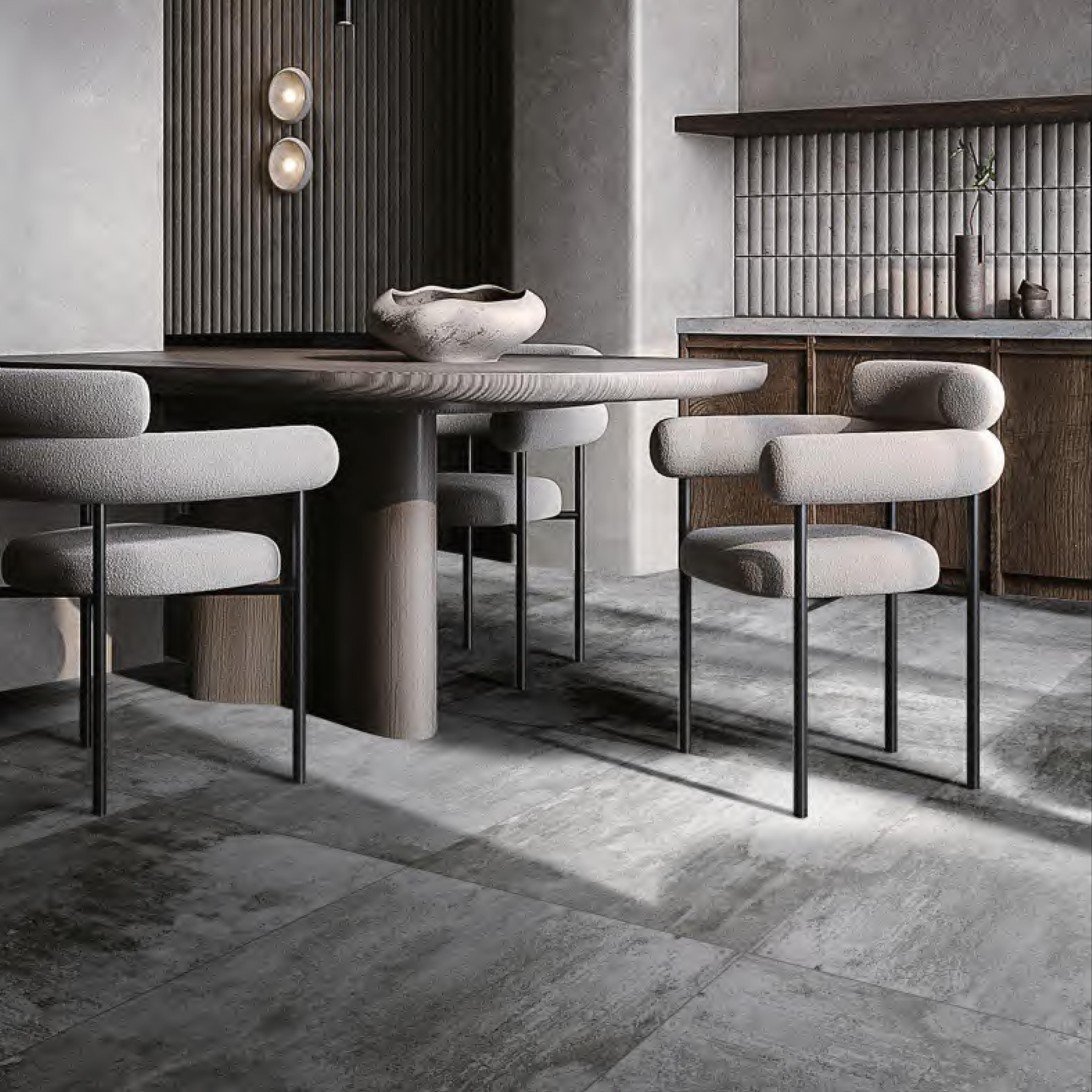 600x600mm Matt Finish Grey Cement - Style Ceramic Tiles for Dining Room Interior Industrial Decor TQ14-1SP66H02W