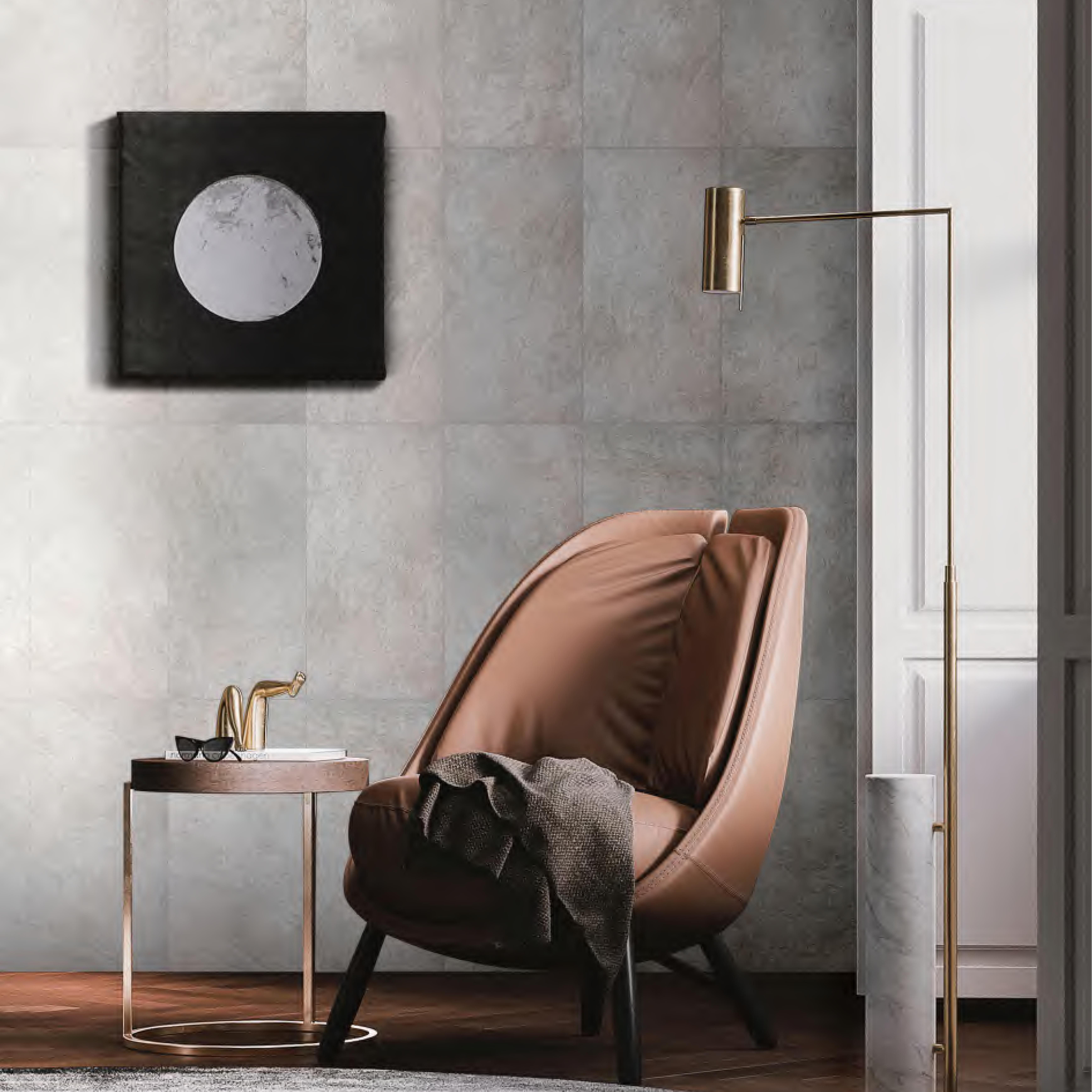 600x600mm Matt Finish Light Grey Cement - Look Ceramic Tiles for Living Room Interior Wall Decor TQ14 - 1SP66H03W