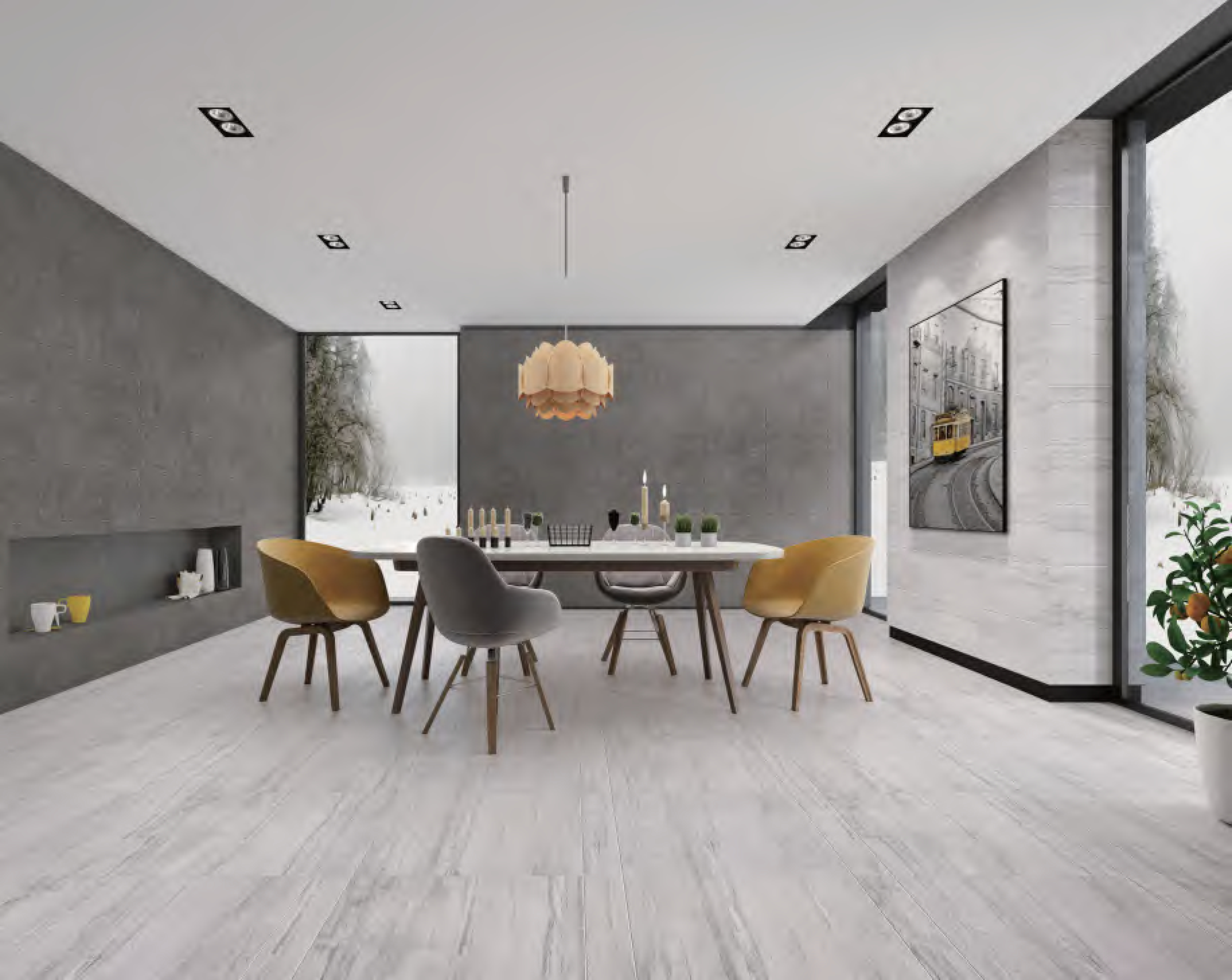 600x600mm Matt Finish Light Grey Marble - Look Ceramic Tiles for Dining Room Floor Interior Decor TQ14 - SP66J123