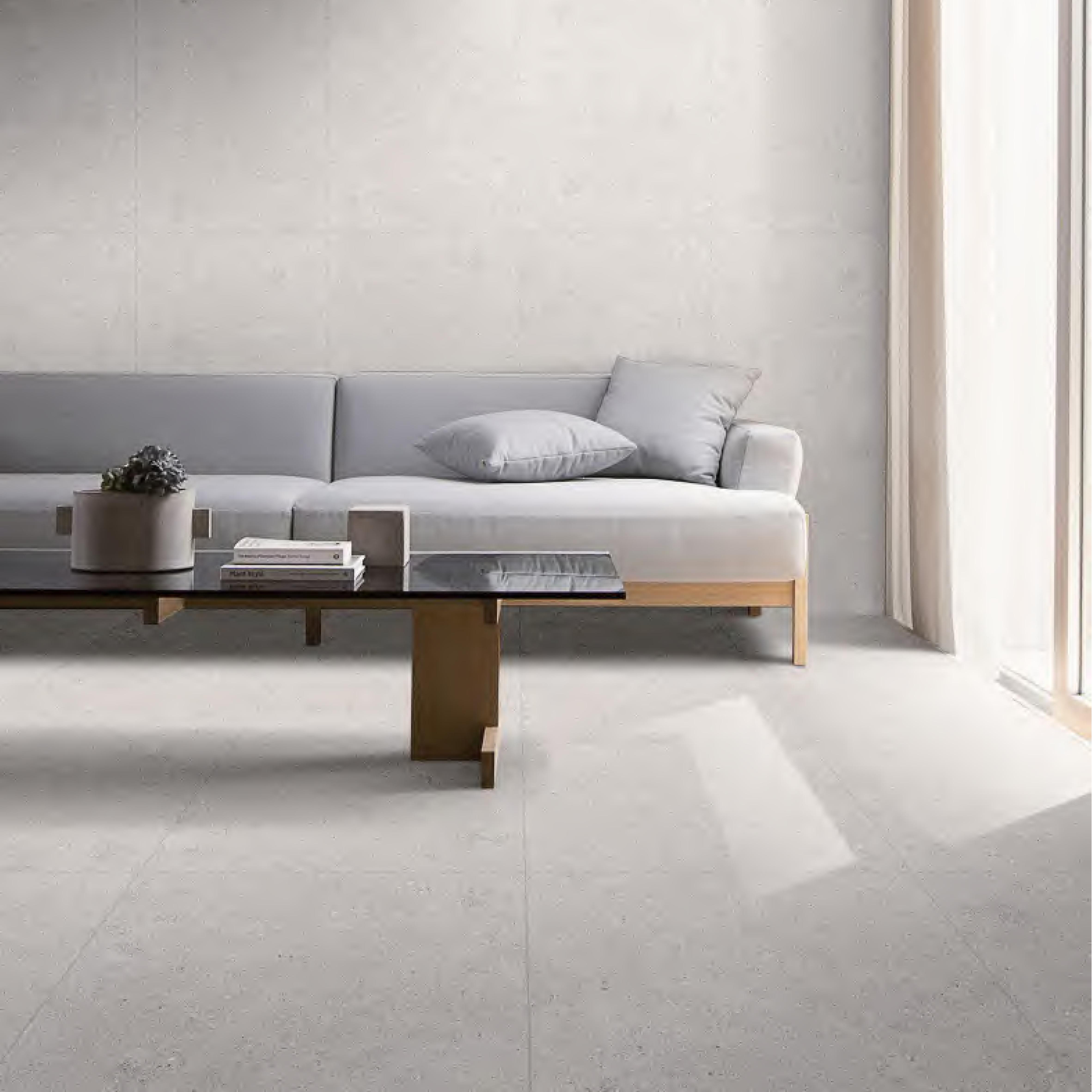 600x1200mm Matt Finish Light Grey Cement - Look Ceramic Tiles for Living Room Floor Interior Decor TQ14 - X66J125