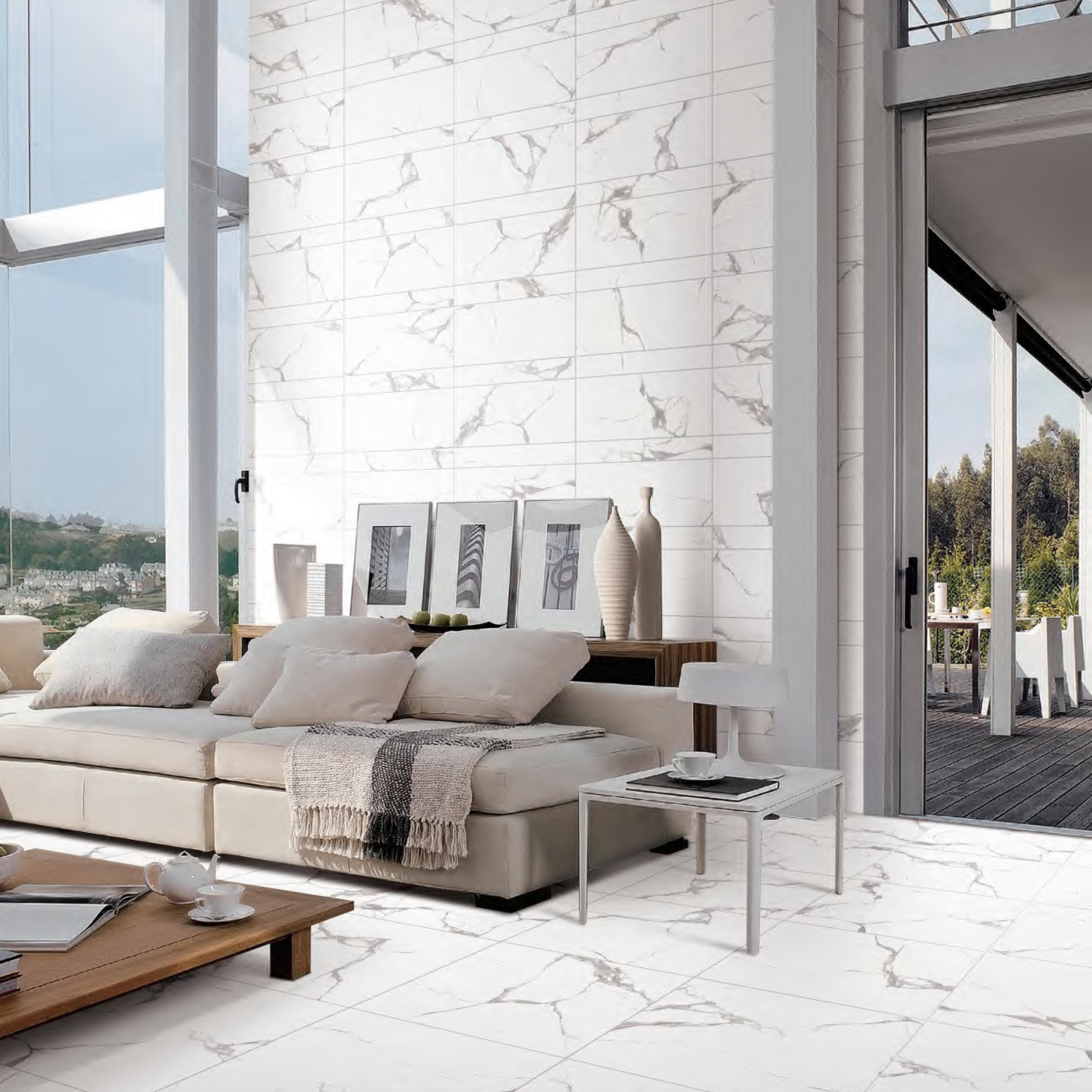 600x600mm Polished Finish White Marble - Look Ceramic Tiles for Living Room Floor Wall Interior Decor TQ14 - X66J144