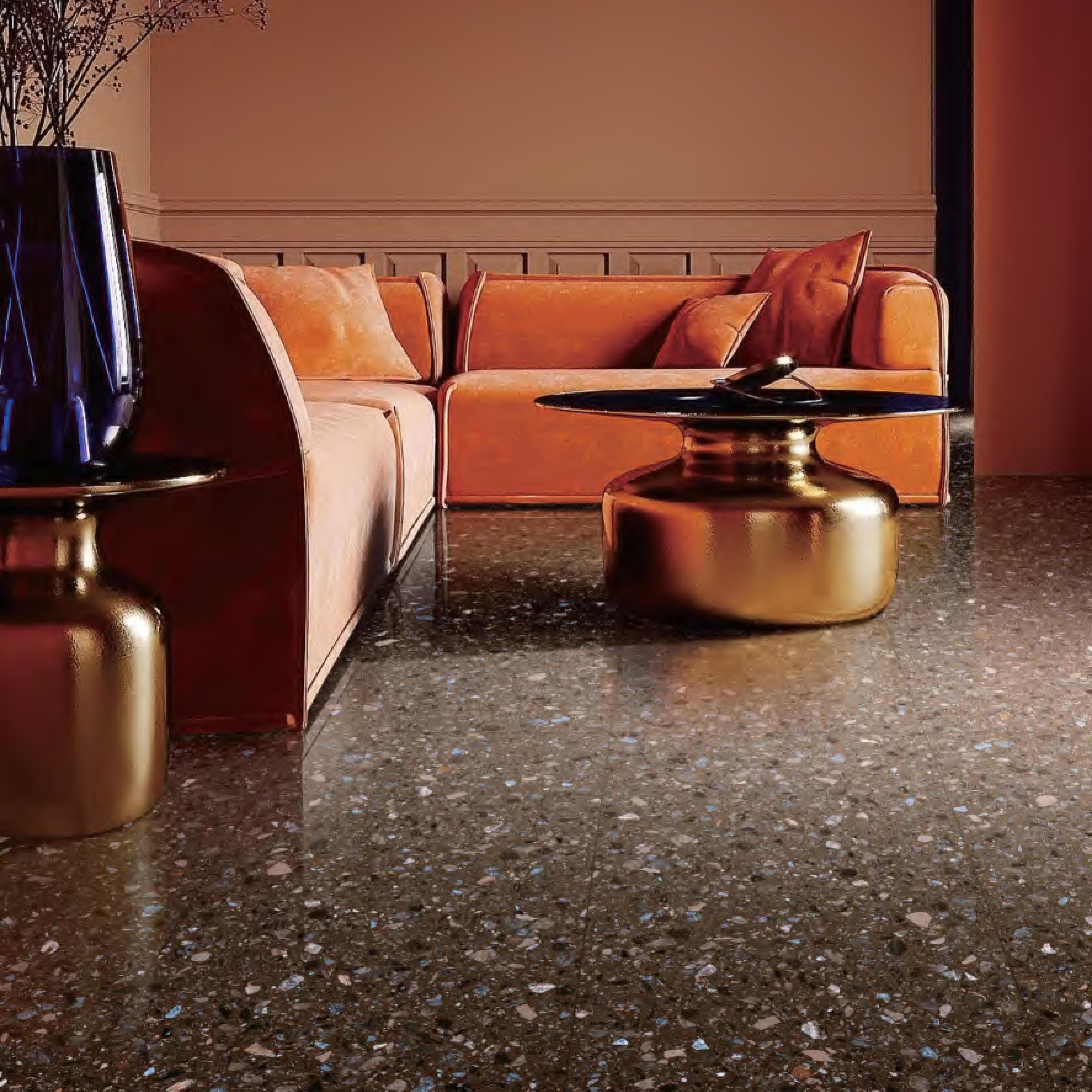 600x600mm 600x1200mm Polished Finish Brown Terrazzo Ceramic Tiles for Living Room Floor Wall Interior Decor TQ14 - XD12315T