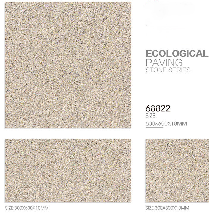 600x600mm, 300x600mm, 300x300mm Textured Light Beige Ecological Paving Stone Ceramic Tiles for Exterior & Interior Decor TQ14 - 68822