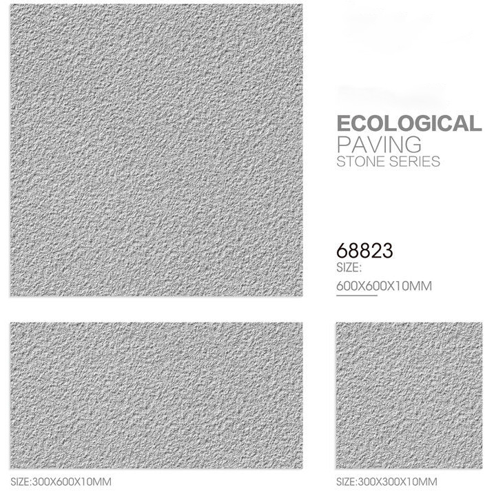 600x600mm, 300x600mm, 300x300mm Textured Light Grey Ecological Paving Stone Ceramic Tiles for Outdoor & Indoor Decor TQ14 - 68823