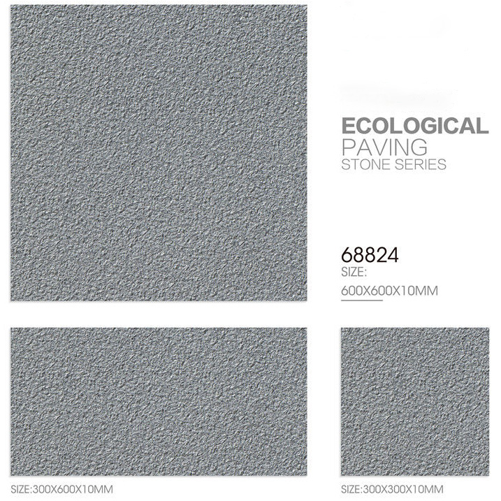 600x600mm, 300x600mm, 300x300mm Textured Dark Grey Ecological Paving Stone Ceramic Tiles for Commercial & Residential Decor TQ14 - 68824