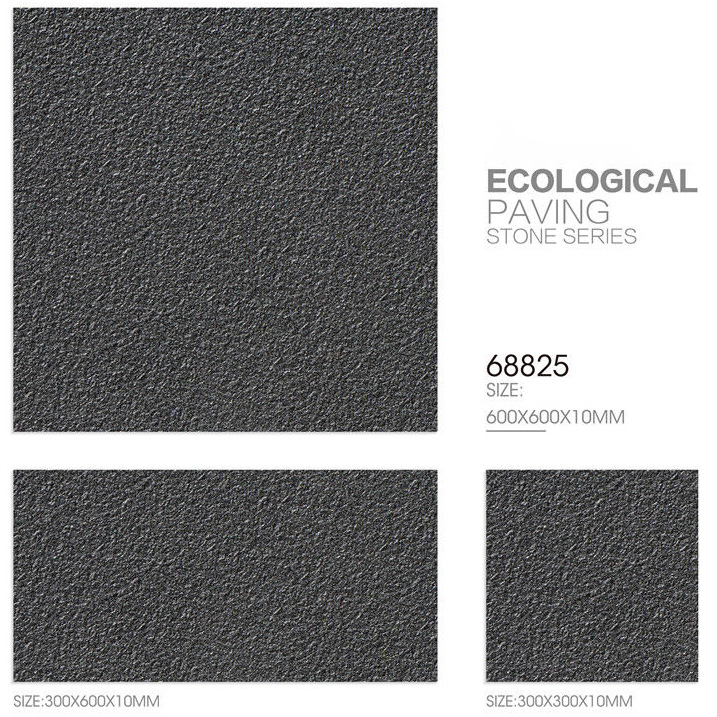 600x600mm, 300x600mm, 300x300mm Textured Charcoal Grey Ecological Paving Stone Ceramic Tiles for Transport Hub & Public Space Decor TQ14 - 68825