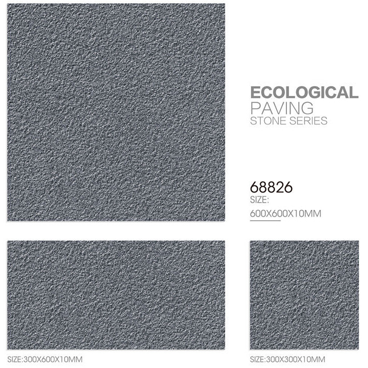 600x600mm, 300x600mm, 300x300mm Textured Grey Ecological Paving Stone Ceramic Tiles for Commercial & Outdoor Decor TQ14 - 68826