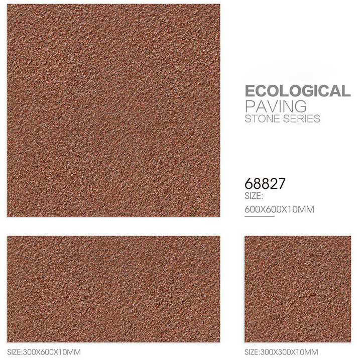 600x600mm, 300x600mm, 300x300mm Textured Brown Ecological Paving Stone Ceramic Tiles for Residential & Outdoor Living Space Decor TQ14 - 68827