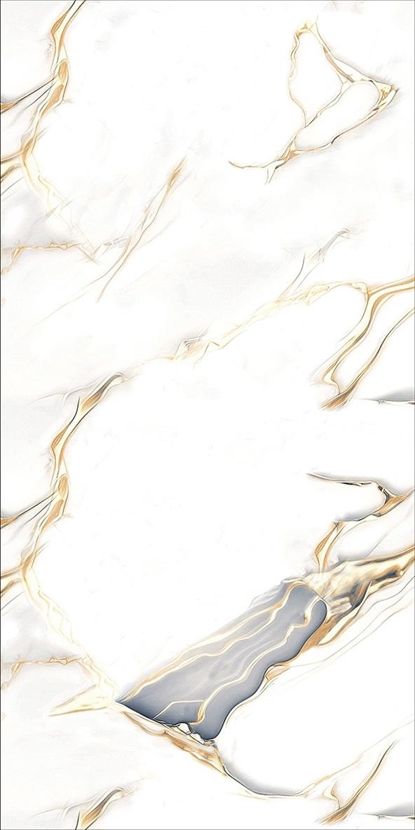 600x1200mm Gold - Plated Bright Surface White Marble - Look Ceramic Tiles for Interior Decor TQ15 - J - EBJS601K31