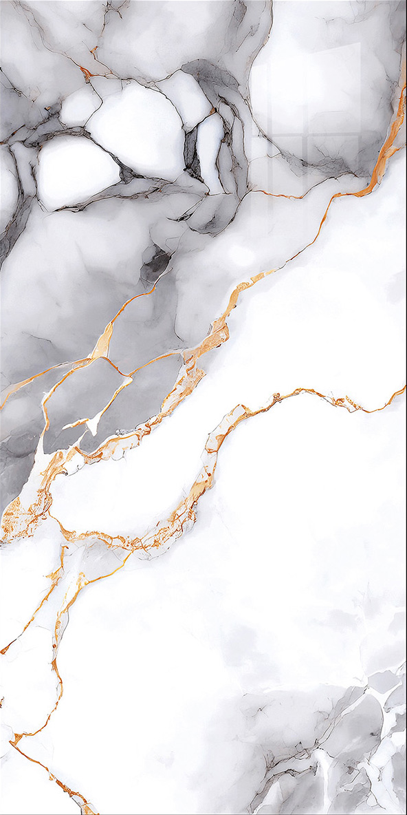 600x1200mm Gold - Plated Bright Surface Grey - White Marble - Look Ceramic Tiles for Interior Decor TQ15 - J - EBJS60028