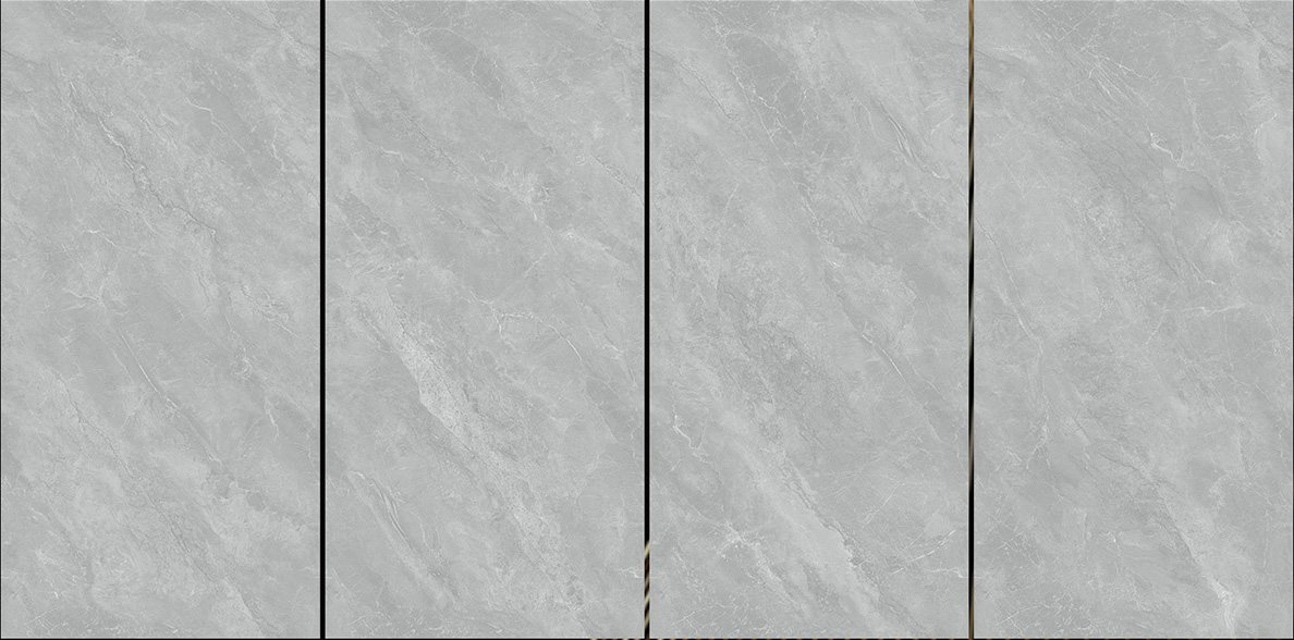 600x1200mm Gold - Plated Bright Surface Light Grey Marble - Look Ceramic Tiles for Interior Decor TQ15 - J - EBJS6012801