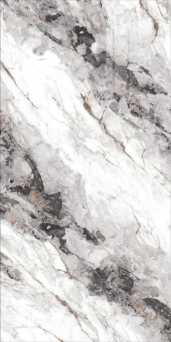 600x1200mm Gold - Plated Bright Surface Grey - White Marble - Look Ceramic Tiles for Interior Decor TQ15 - J - EBJS6012802