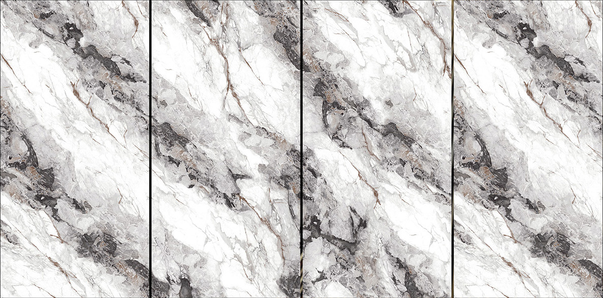 600x1200mm Gold - Plated Bright Surface Grey - White Marble - Look Ceramic Tiles for Interior Decor TQ15 - J - EBJS6012802