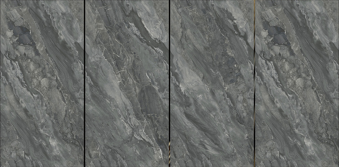 600x1200mm Gold - Plated Bright Surface Dark Grey Marble - Look Ceramic Tiles for Interior Decor TQ15 - J - EBJS6012803