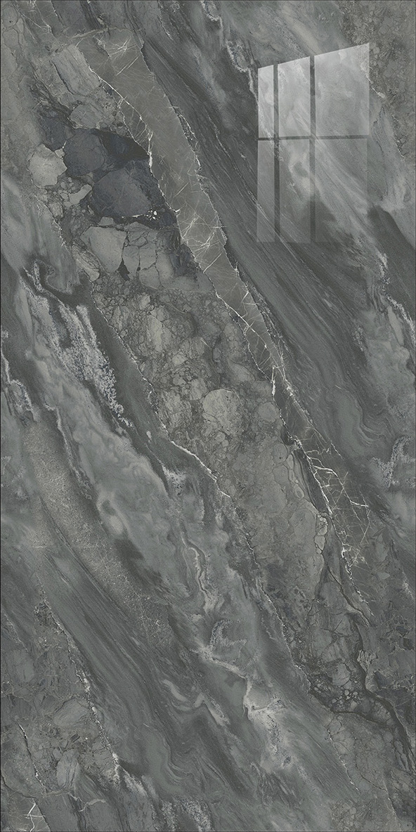 600x1200mm Gold - Plated Bright Surface Dark Grey Marble - Look Ceramic Tiles for Interior Decor TQ15 - J - EBJS6012803