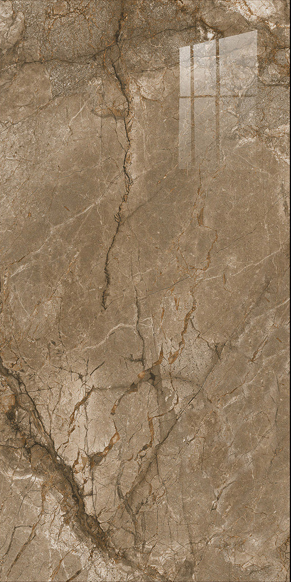 600x1200mm Gold - Plated Bright Surface Brown Marble - Look Ceramic Tiles for Interior Decor TQ15 - J - EBJS6012807