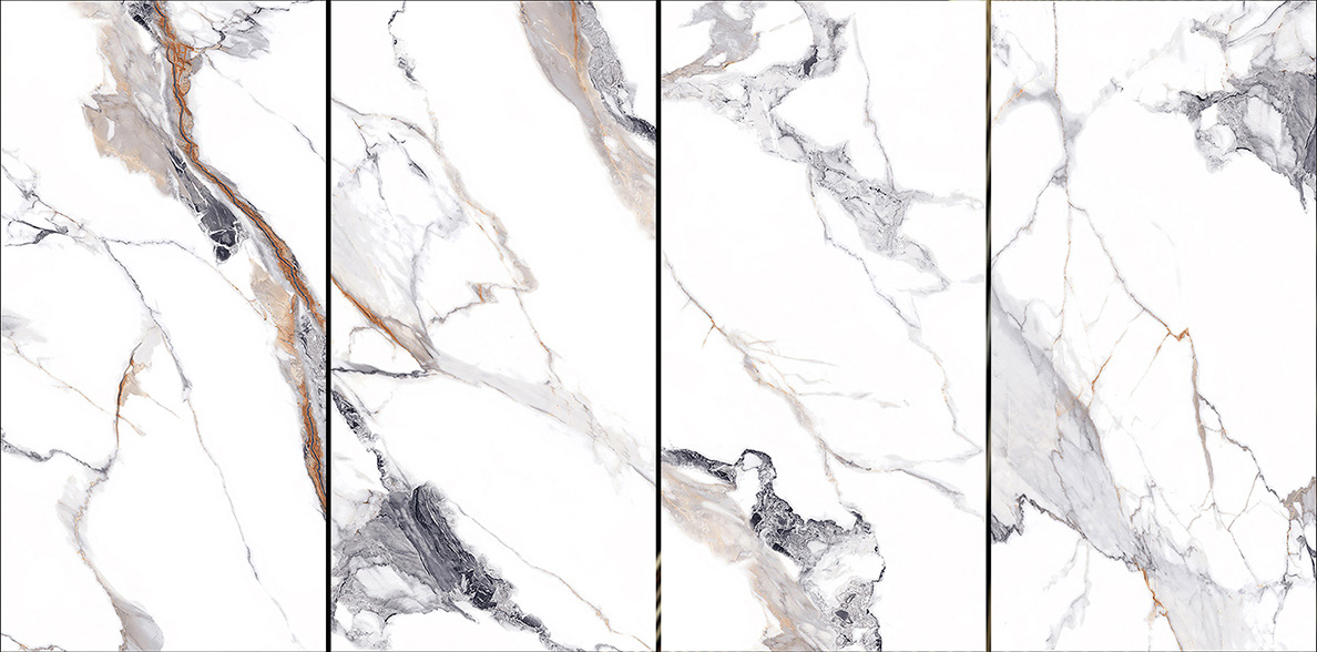 600x1200mm Gold - Plated Bright Surface White Marble - Look Ceramic Tiles with Gold Veins for Interior Decor TQ15 - J - EBJS6012808