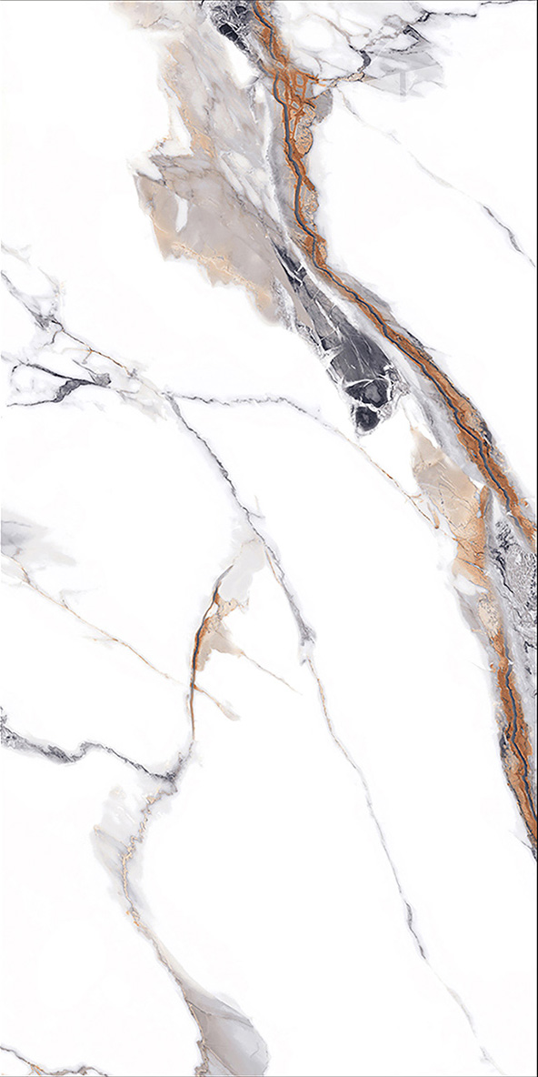 600x1200mm Gold - Plated Bright Surface White Marble - Look Ceramic Tiles with Gold Veins for Interior Decor TQ15 - J - EBJS6012808