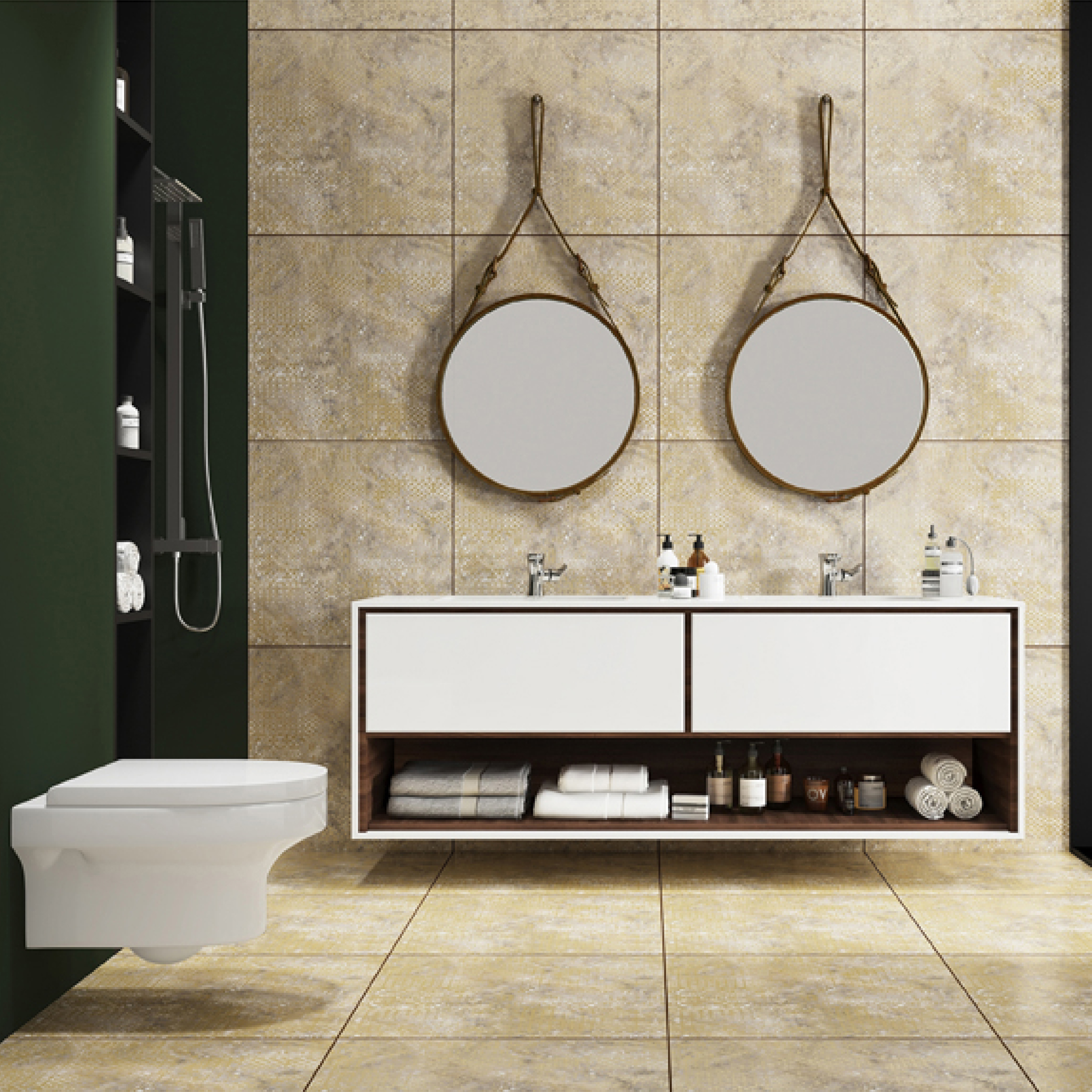 600x600mm Beige - Brown Textured Marble - Look Ceramic Tiles for Bathroom Decor TQ16 - 2CX6060 - 2117