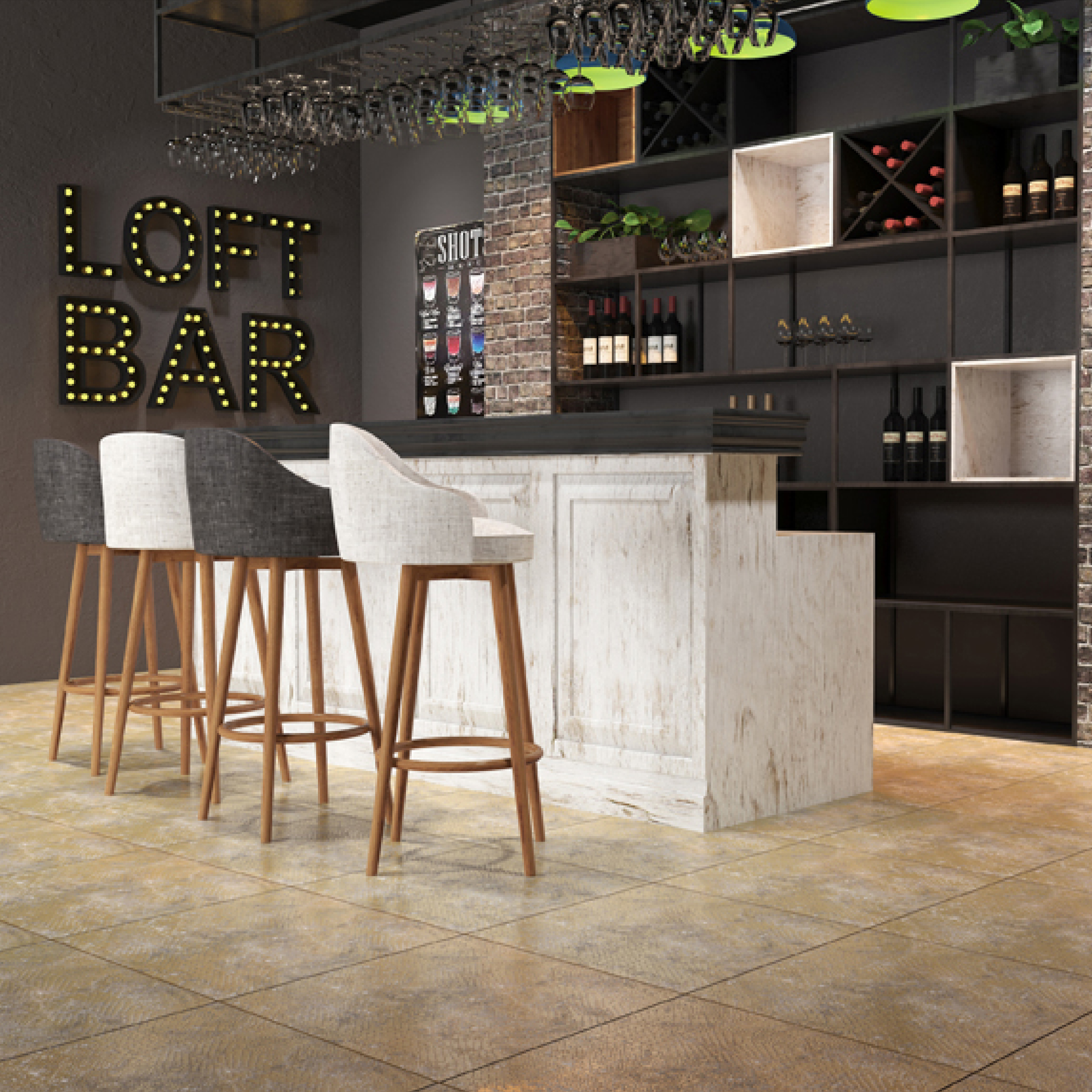 600x600mm Beige - Brown Textured Marble - Look Ceramic Tiles for Bathroom Decor TQ16 - 2CX6060 - 2117