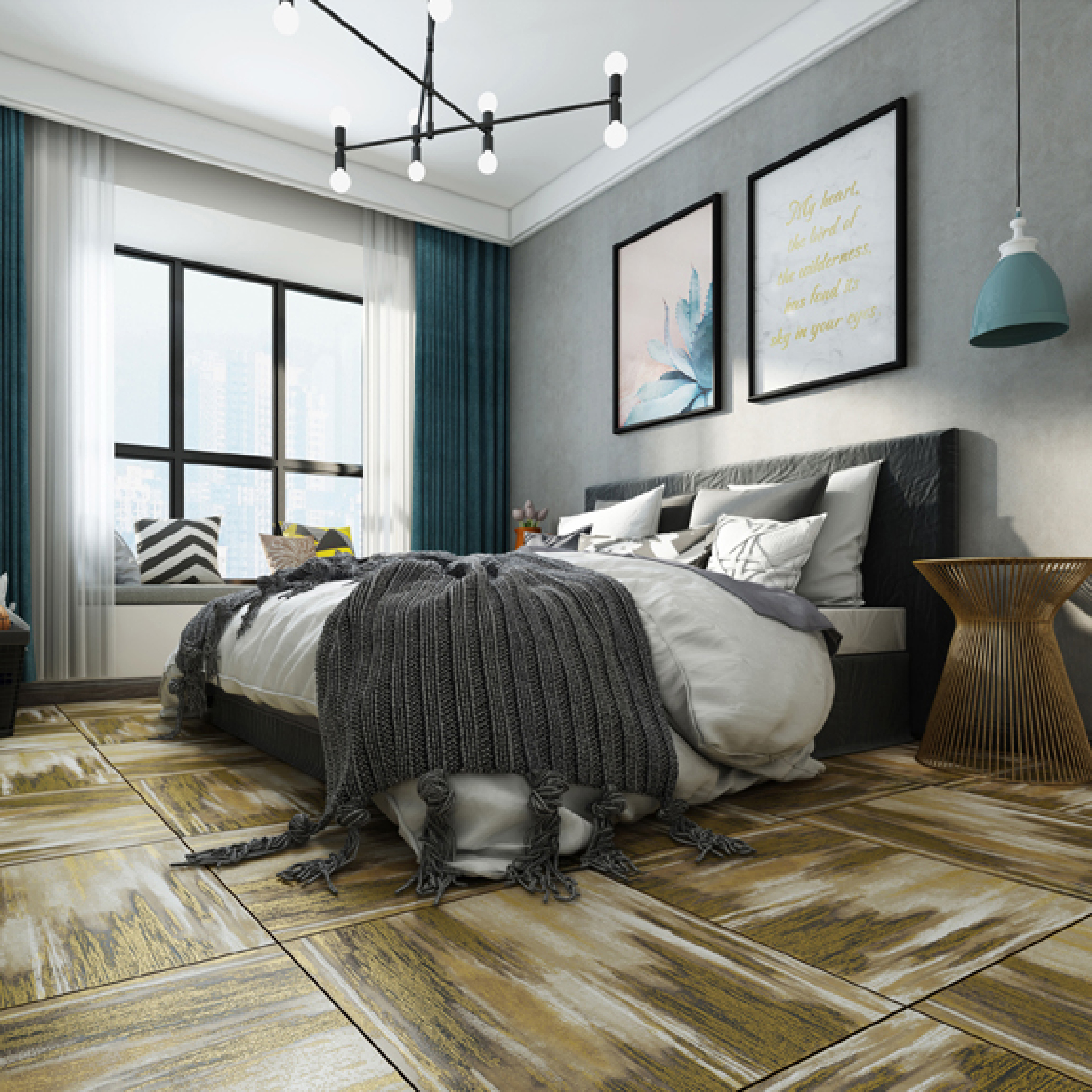 600x600mm Brown - Beige Abstract Pattern Ceramic Tiles for Commercial Space Decor TQ16 - 2CX6060 - 2084