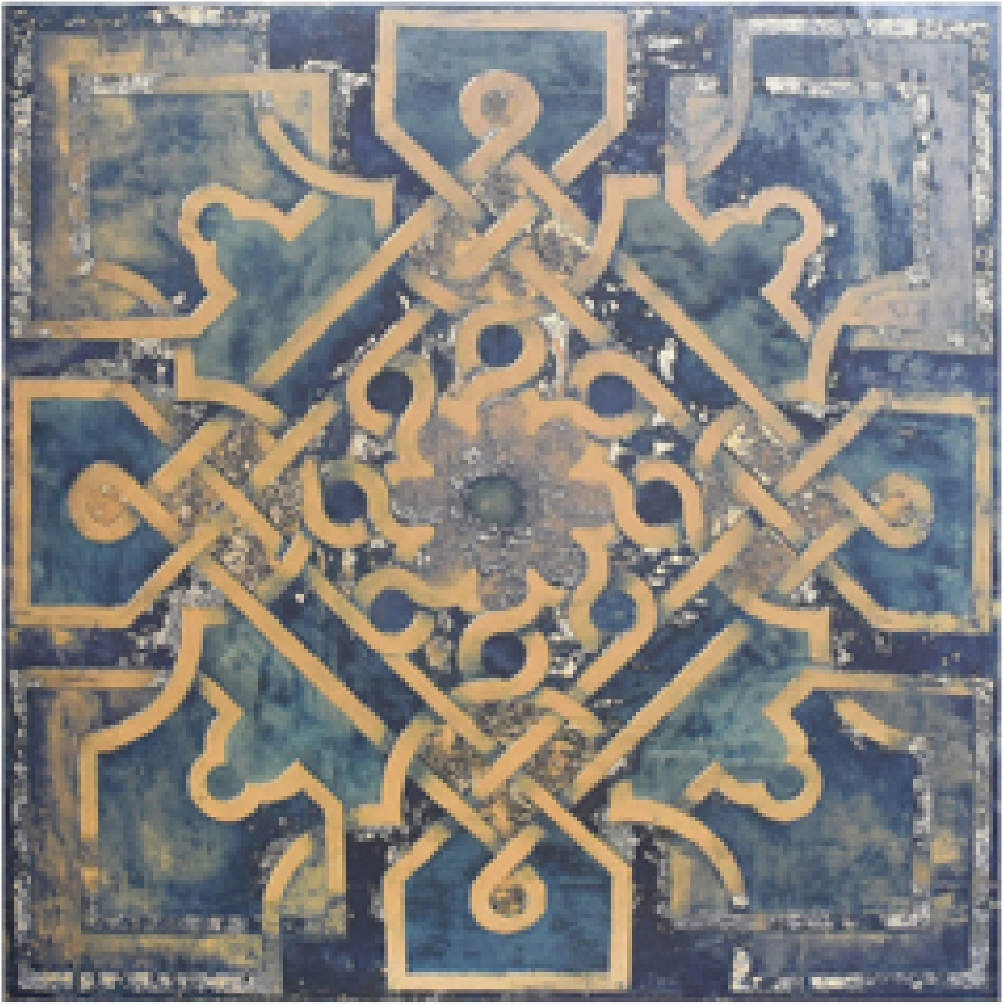 600x600mm Blue - Gold Geometric Pattern Ceramic Tiles for Kitchen and Dining Room Decor TQ16 - 3CX6060 - 2135
