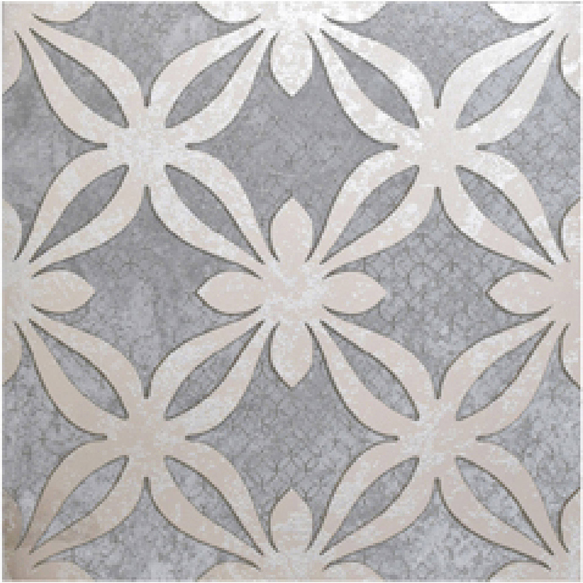 600x600mm Grey - White Floral Pattern Ceramic Tiles for Bathroom Decor TQ16 - 2CX6060 - 2128