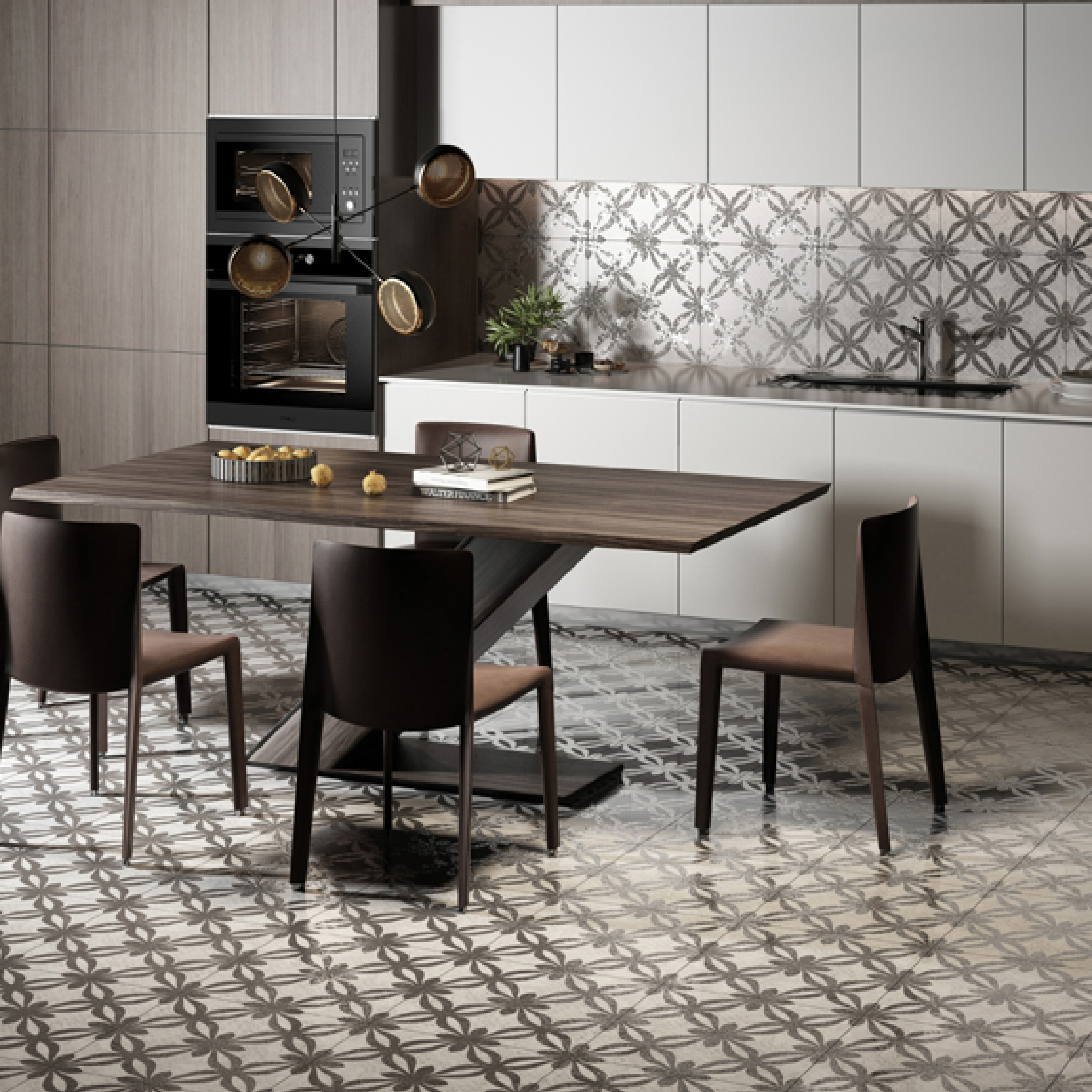 600x600mm Grey - White Floral Pattern Ceramic Tiles for Bathroom Decor TQ16 - 2CX6060 - 2128