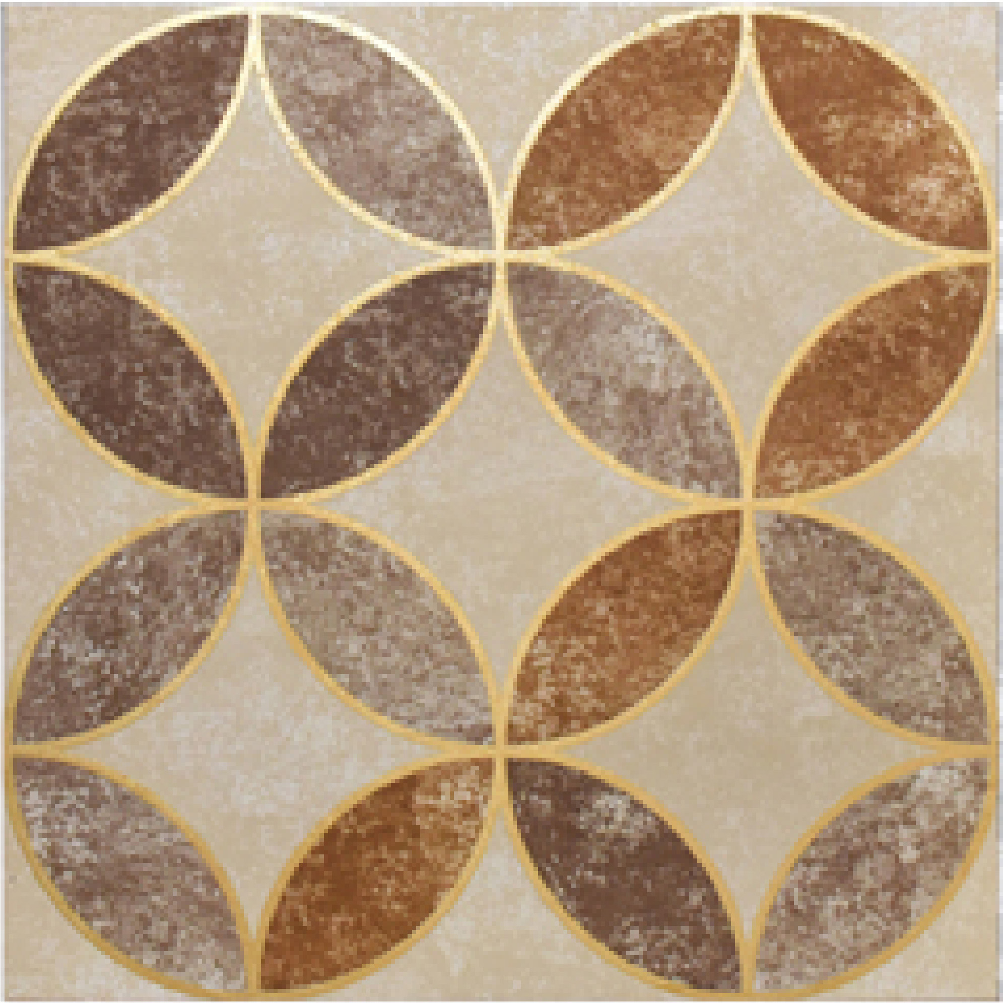 600x600mm Beige - Brown Circular Pattern Ceramic Tiles for Dining Room Decor TQ16 - 3CX6060 - 2126
