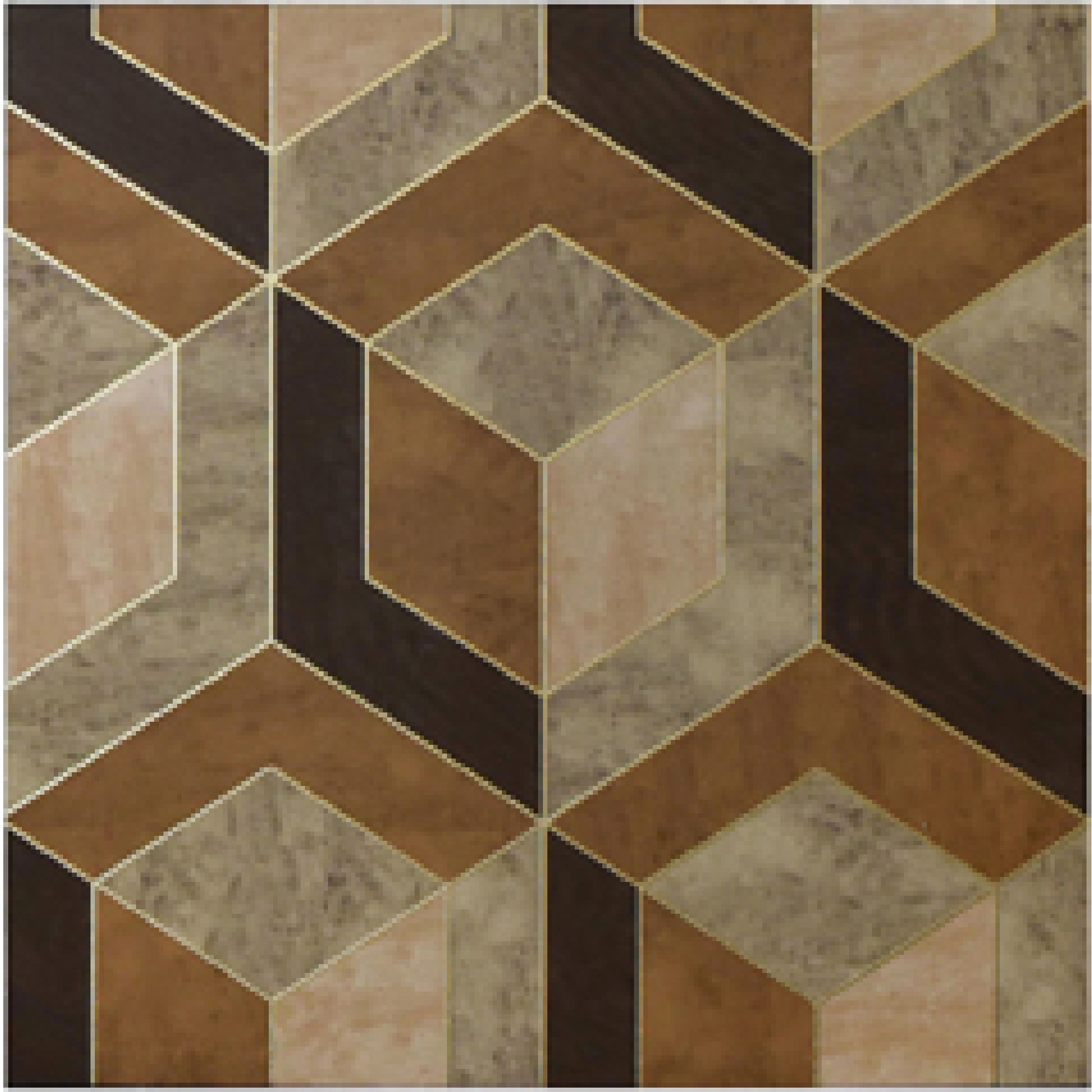 600x600mm Brown - Beige Geometric Hexagonal Pattern Ceramic Tiles for Bathroom Decor TQ16 - 3CX6060 - 2121