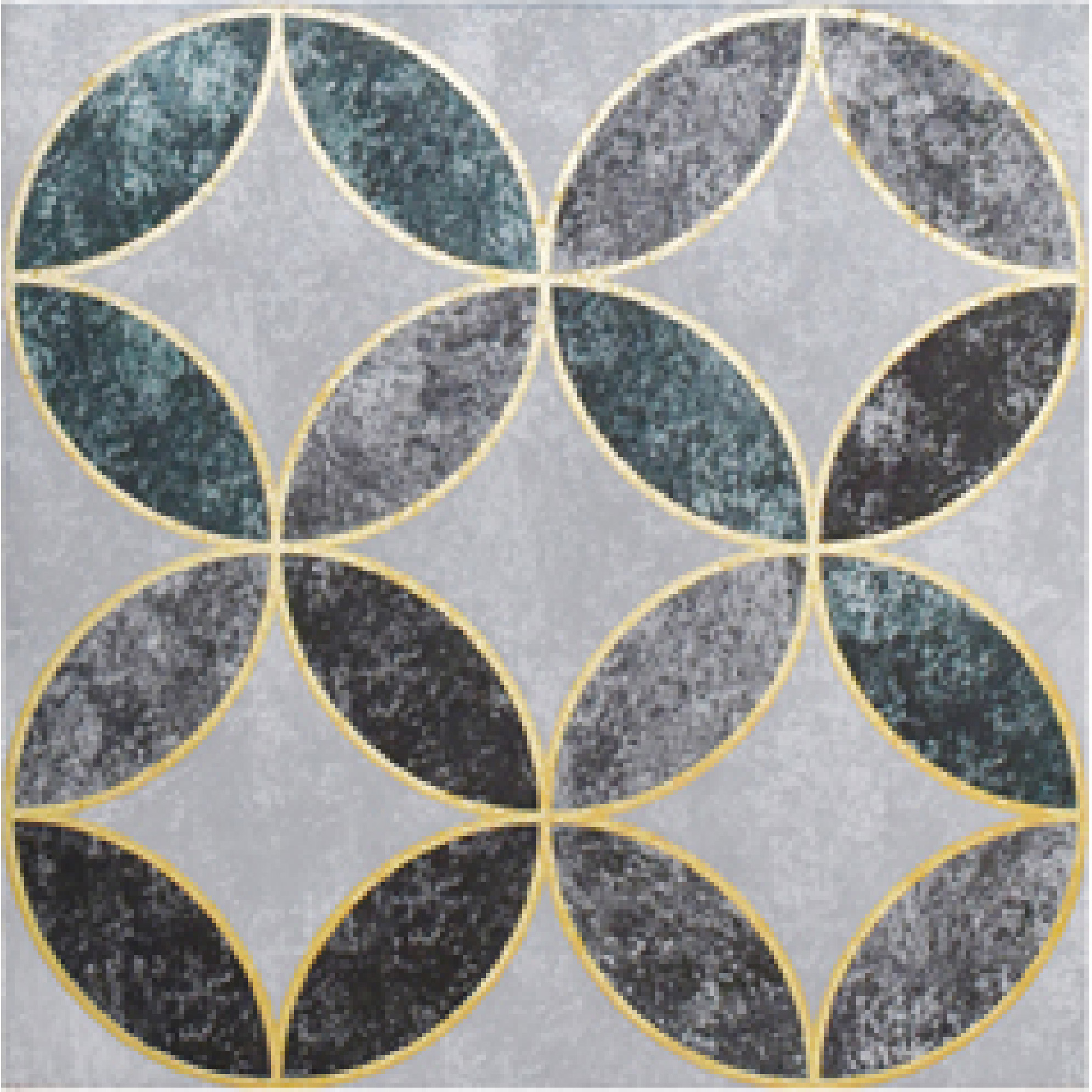 600x600mm Green - Grey Circular Pattern Ceramic Tiles for Dining Room Decor TQ16 - 3CX6060 - 2125