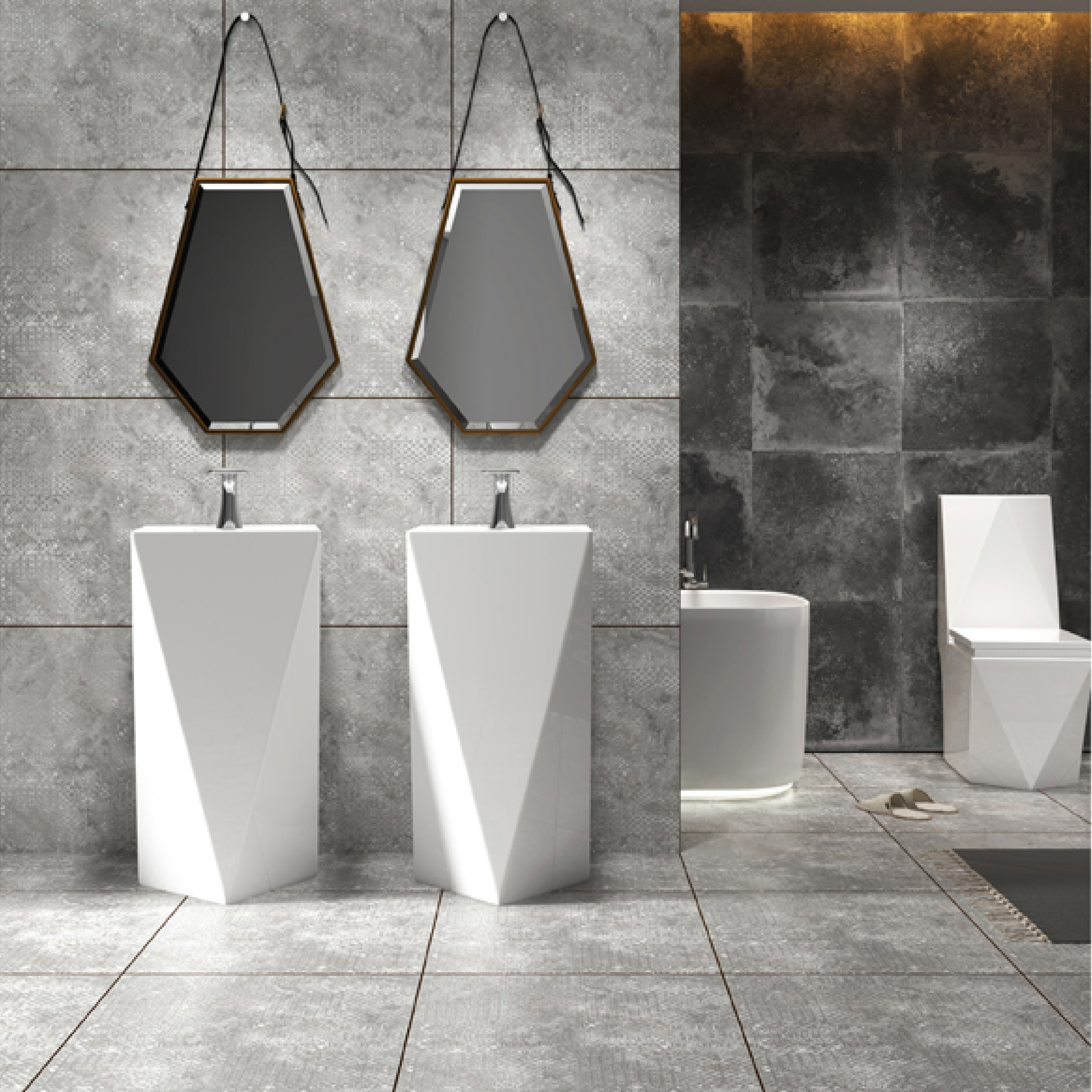 600x600mm Grey Concrete - Look Ceramic Tiles for Café Decor TQ16 - 2CX6060 - 2118