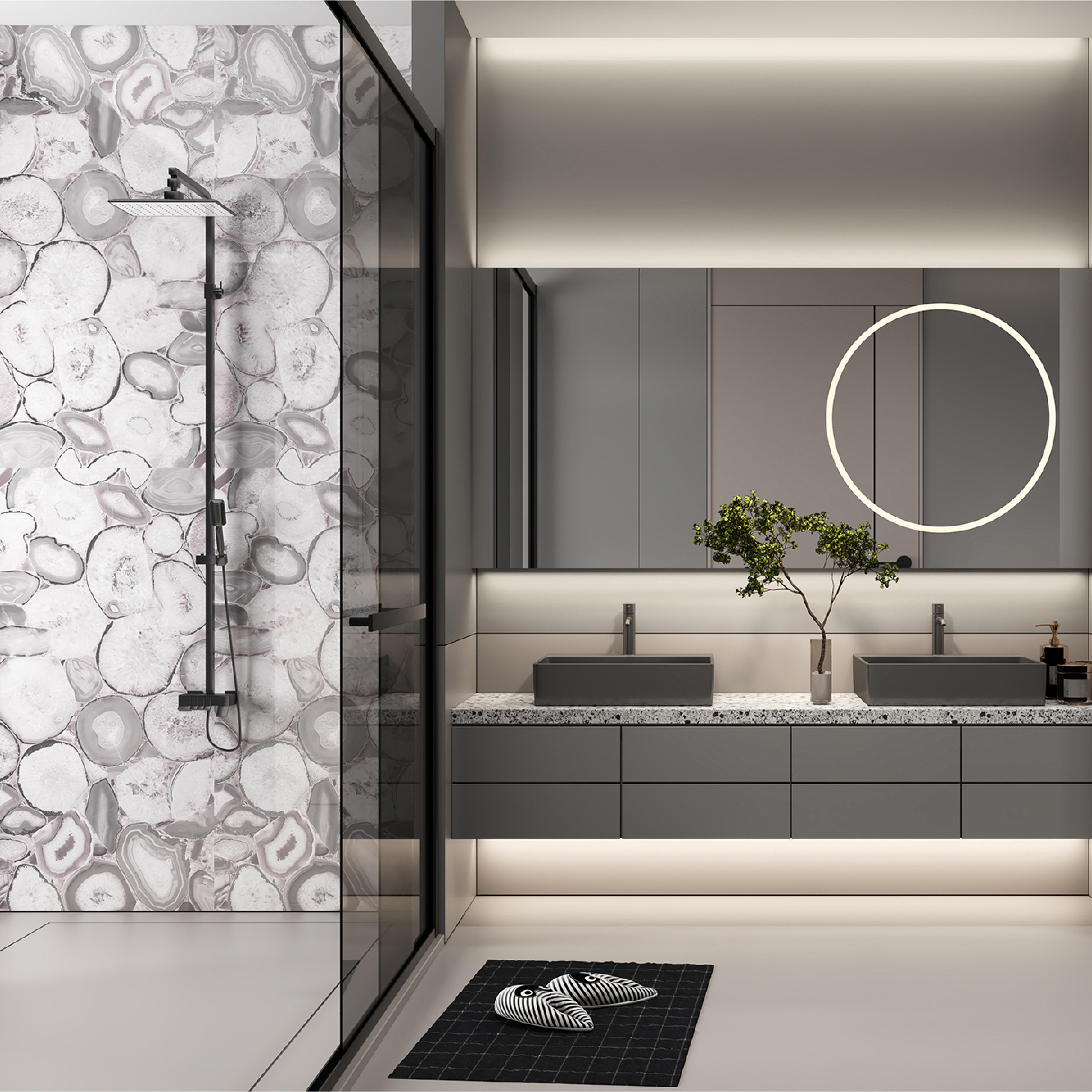 600x1200mm Grey - White Agate - Patterned Ceramic Tiles for Bathroom Decor TQ16 - 3CS60120 - 2495