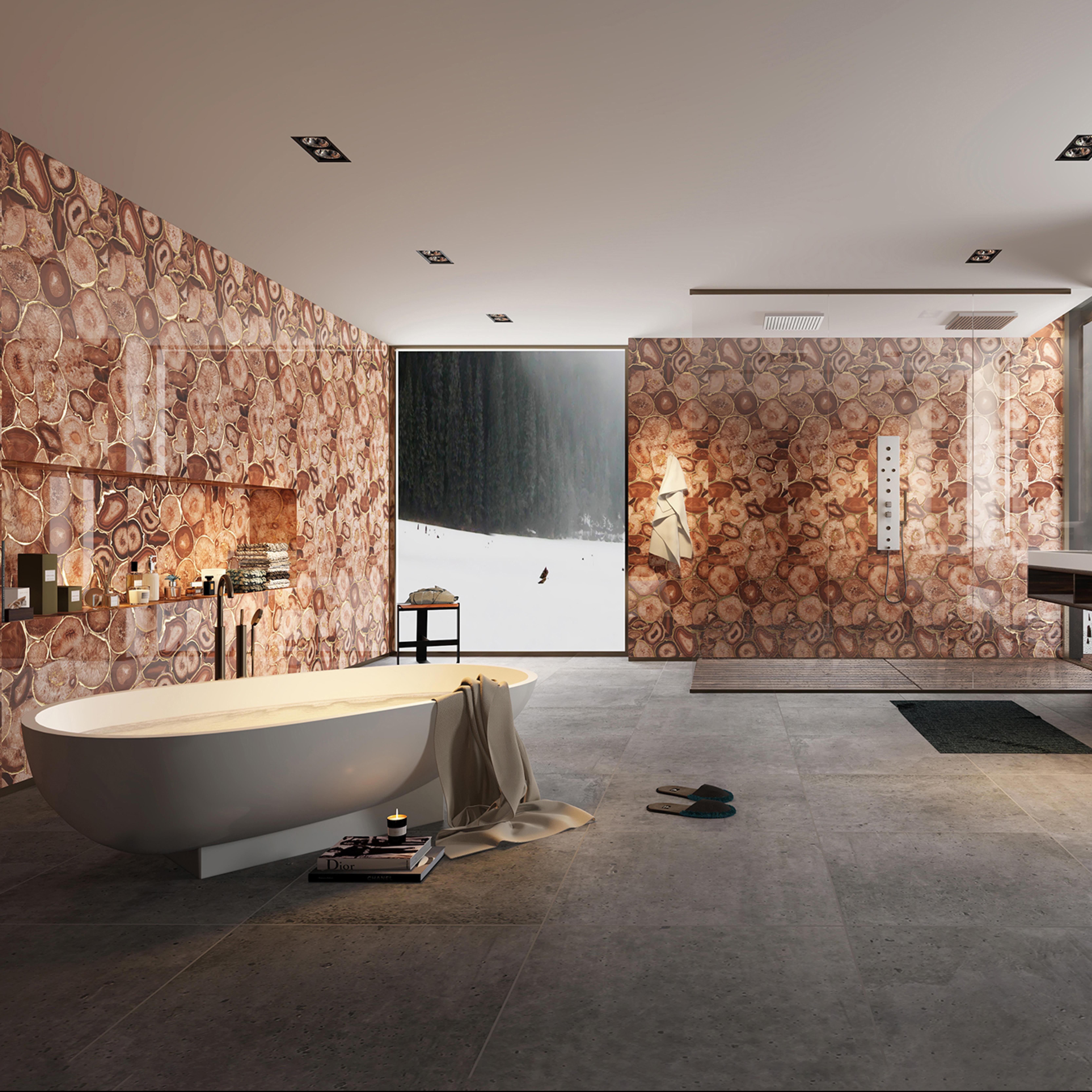 600x1200mm Brown - Yellow Agate - Patterned Ceramic Tiles for Bathroom Decor TQ16 - 3CS60120 - 2496