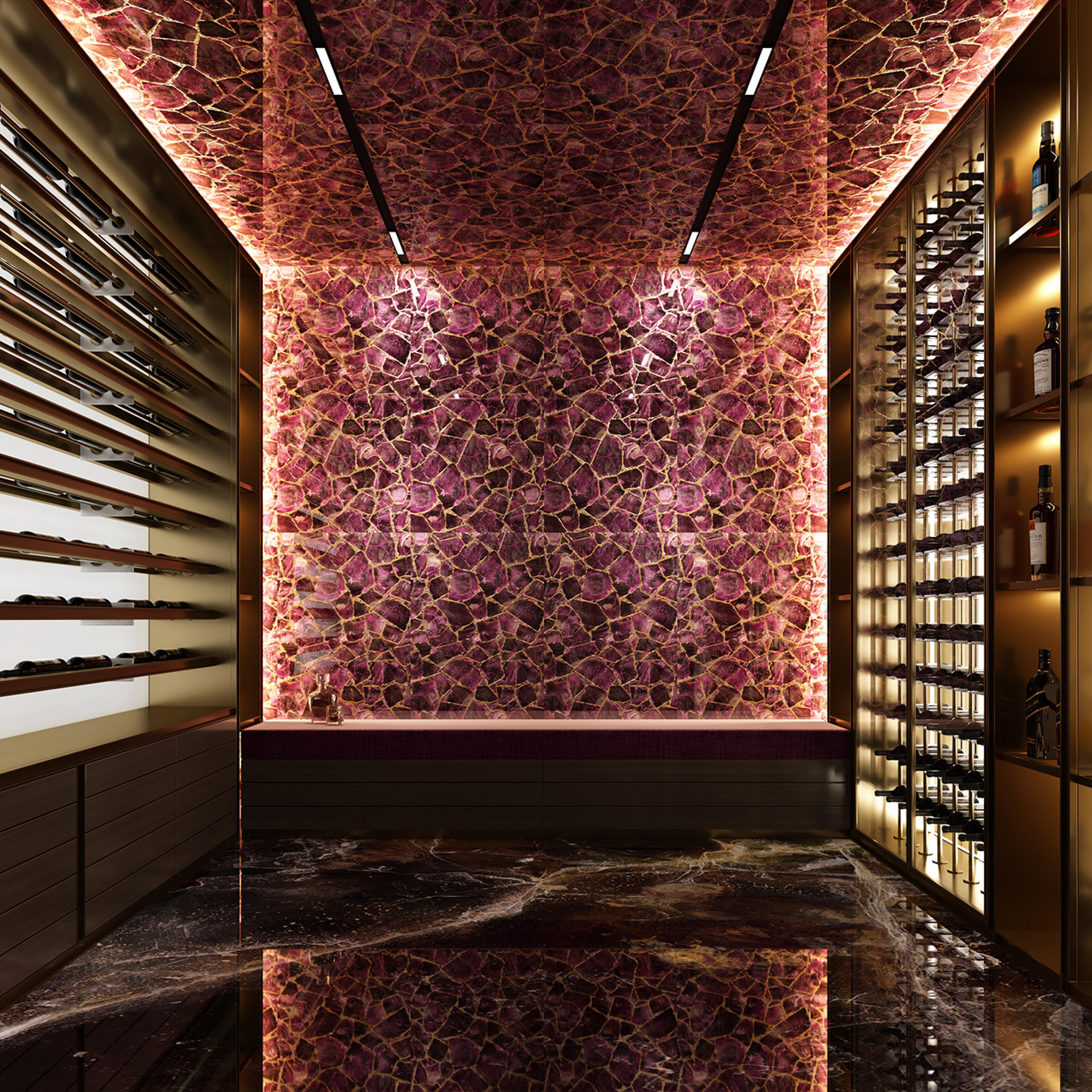 600x1200mm Purple - Gold Cracked - Stone Pattern Ceramic Tiles for Wine Cellar Decor TQ16 - 3CS60120 - 2498