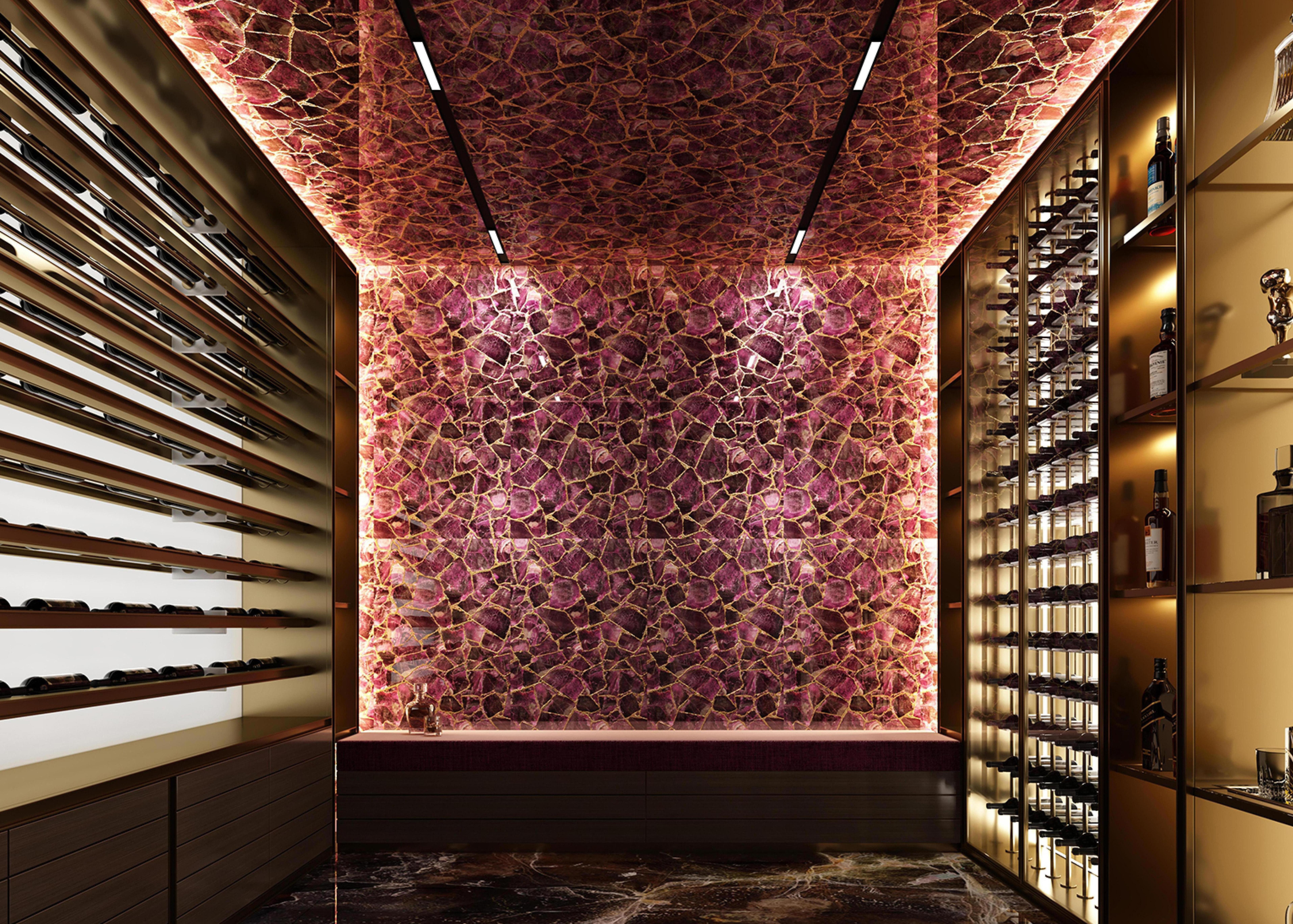 600x1200mm Purple - Gold Cracked - Stone Pattern Ceramic Tiles for Wine Cellar Decor TQ16 - 3CS60120 - 2498