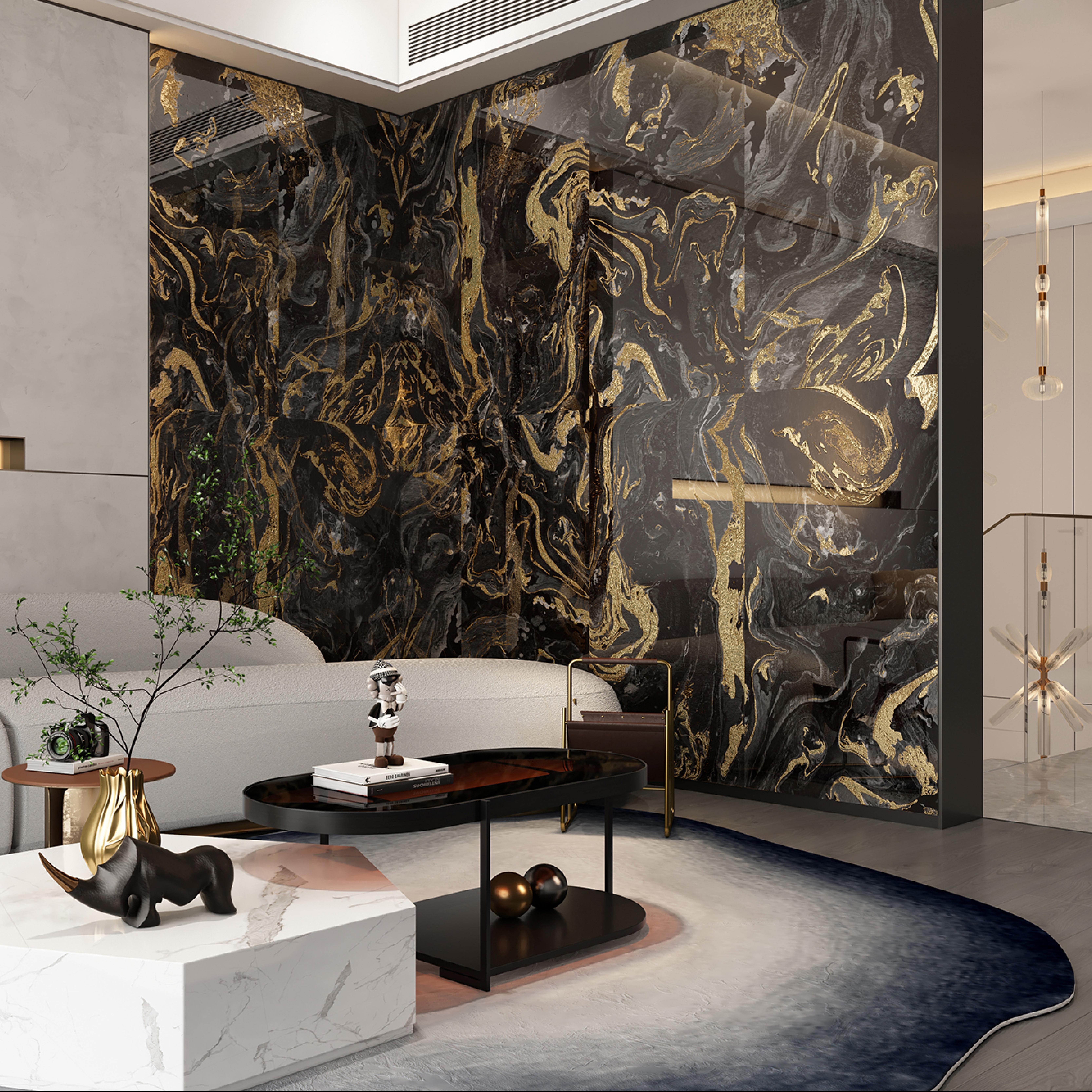 600x1200mm Black - Gold - Yellow Marbled Ceramic Tiles for Living Room Decor TQ16 - 3CS60120 - 2382 - 2384 - 2281