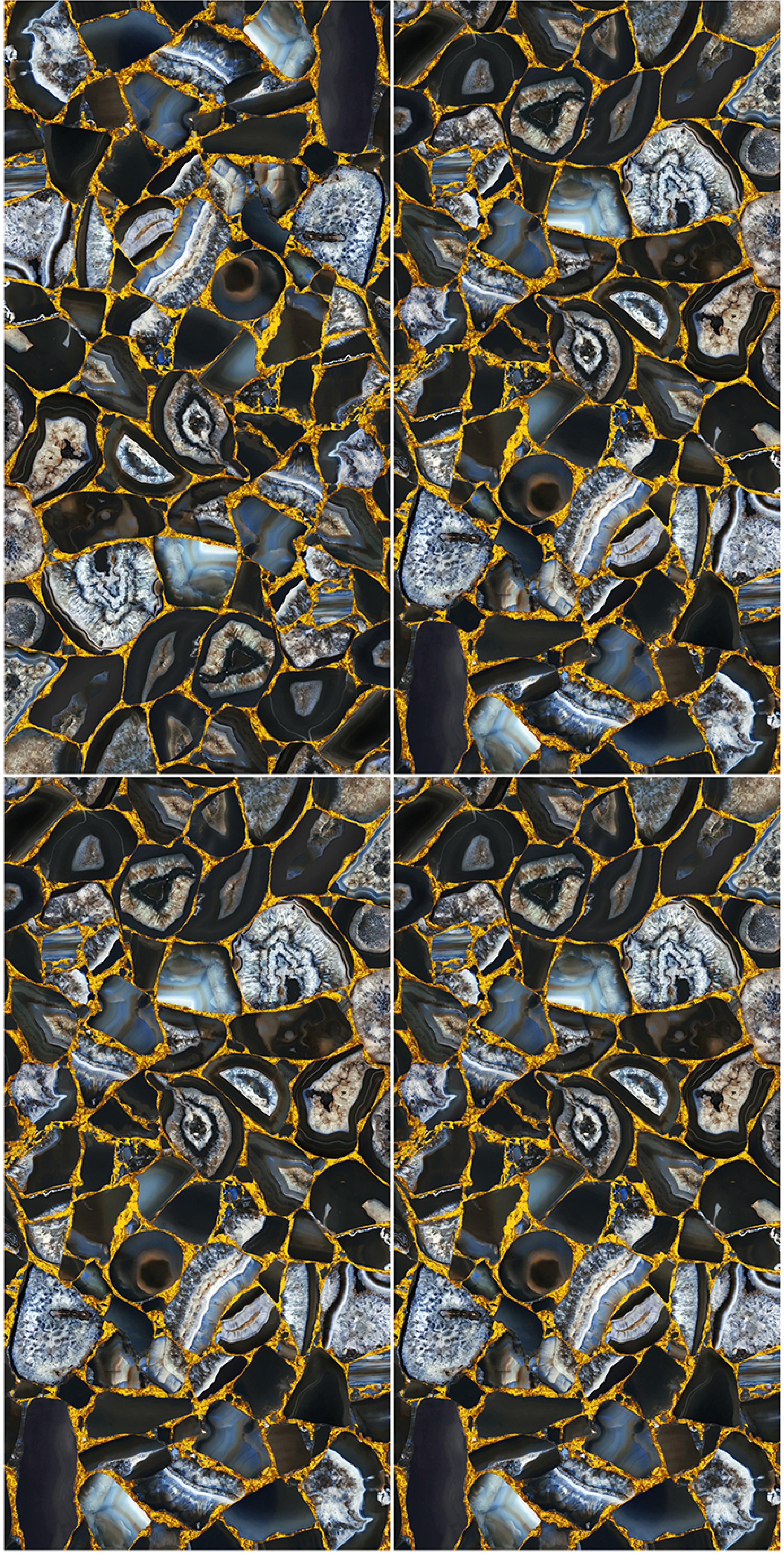 600x1200mm Blue - Grey - Gold Agate - Patterned Ceramic Tiles for Bathroom Decor TQ16 - 3CS60120 - 2461